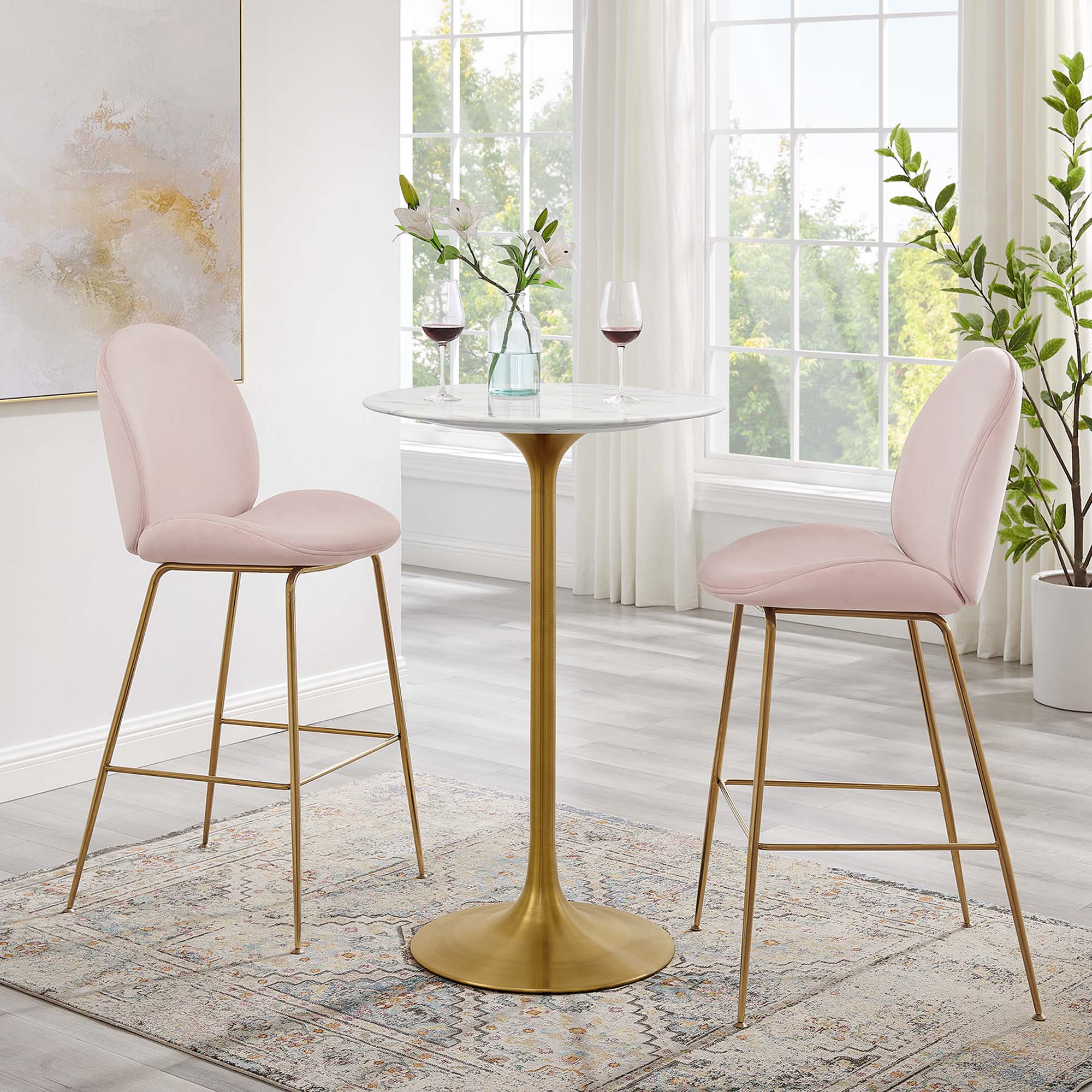 Modway Lippa 28" Round Faux Marble Bar Table
