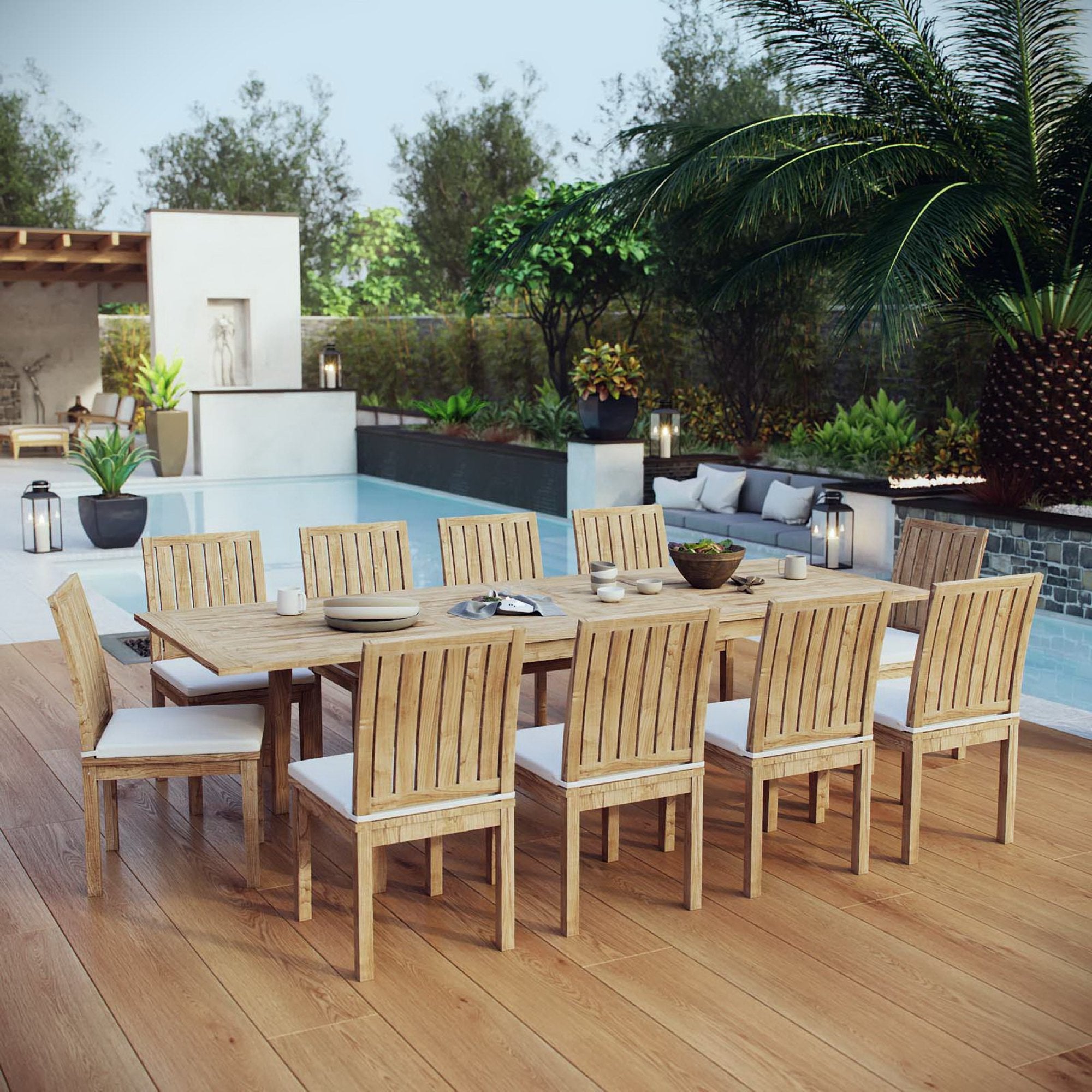 Modway Marina 11 Piece Outdoor Patio Teak Dining Set