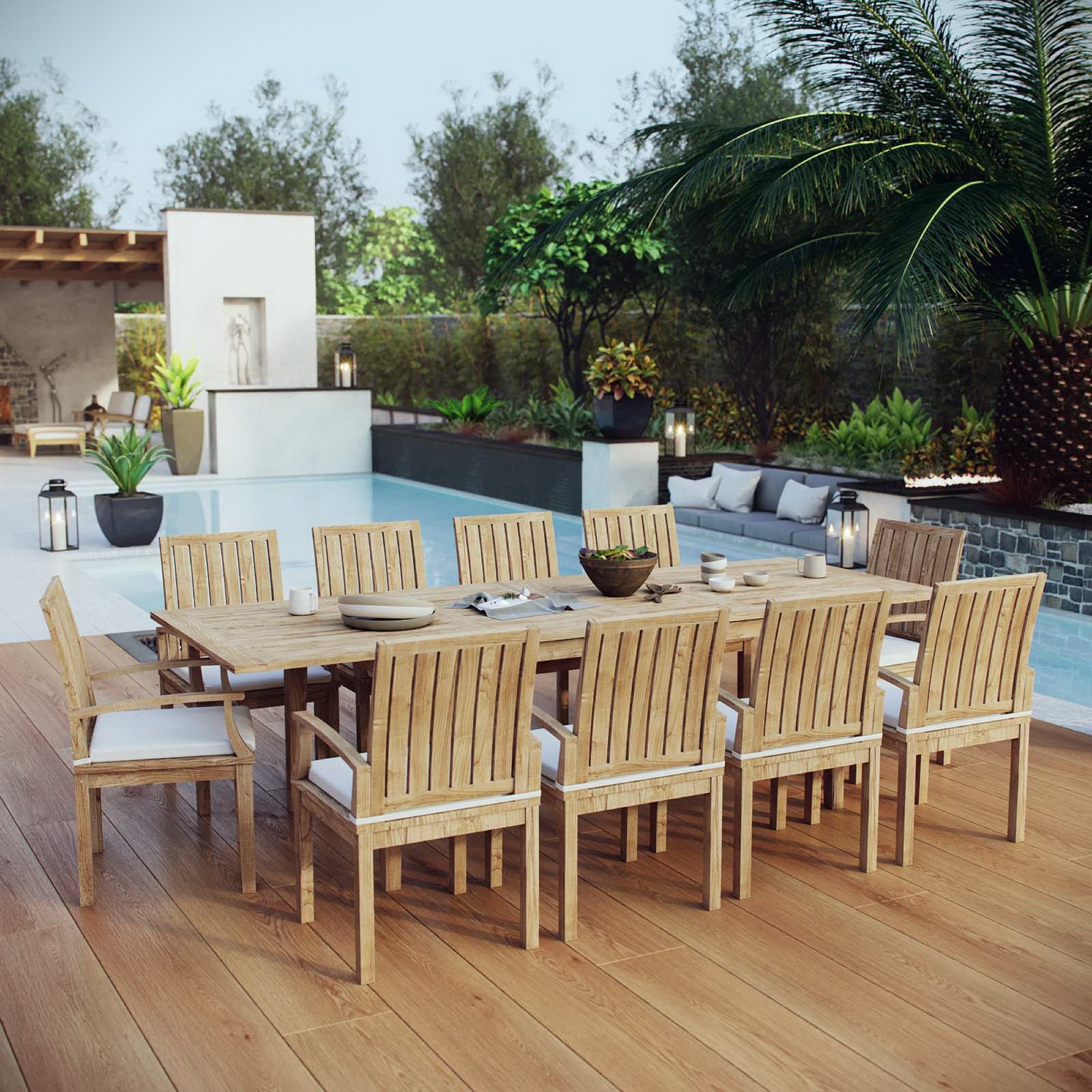 Modway Marina 11 Piece Outdoor Patio Teak Dining Set