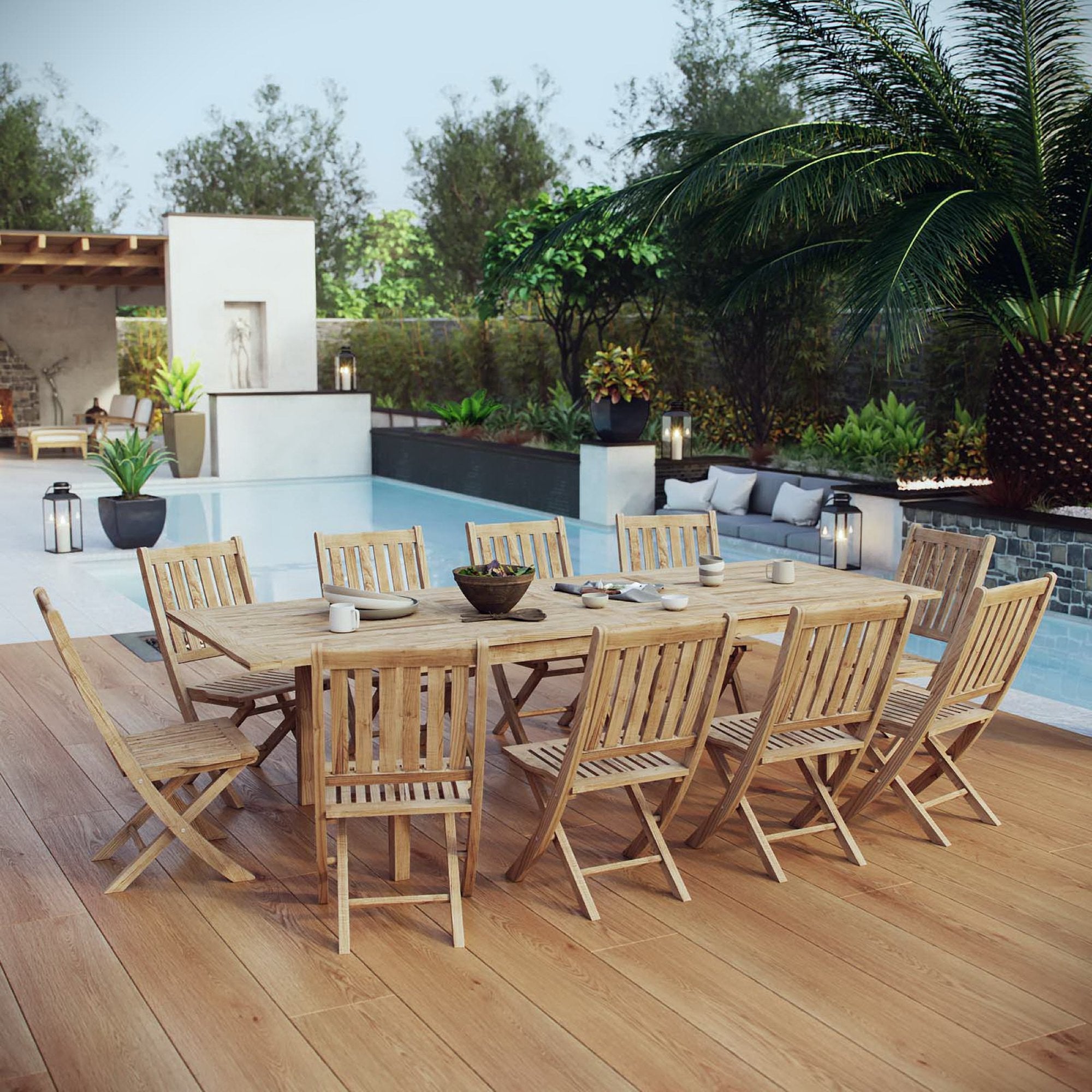 Modway Marina 11 Piece Outdoor Patio Teak Dining Set