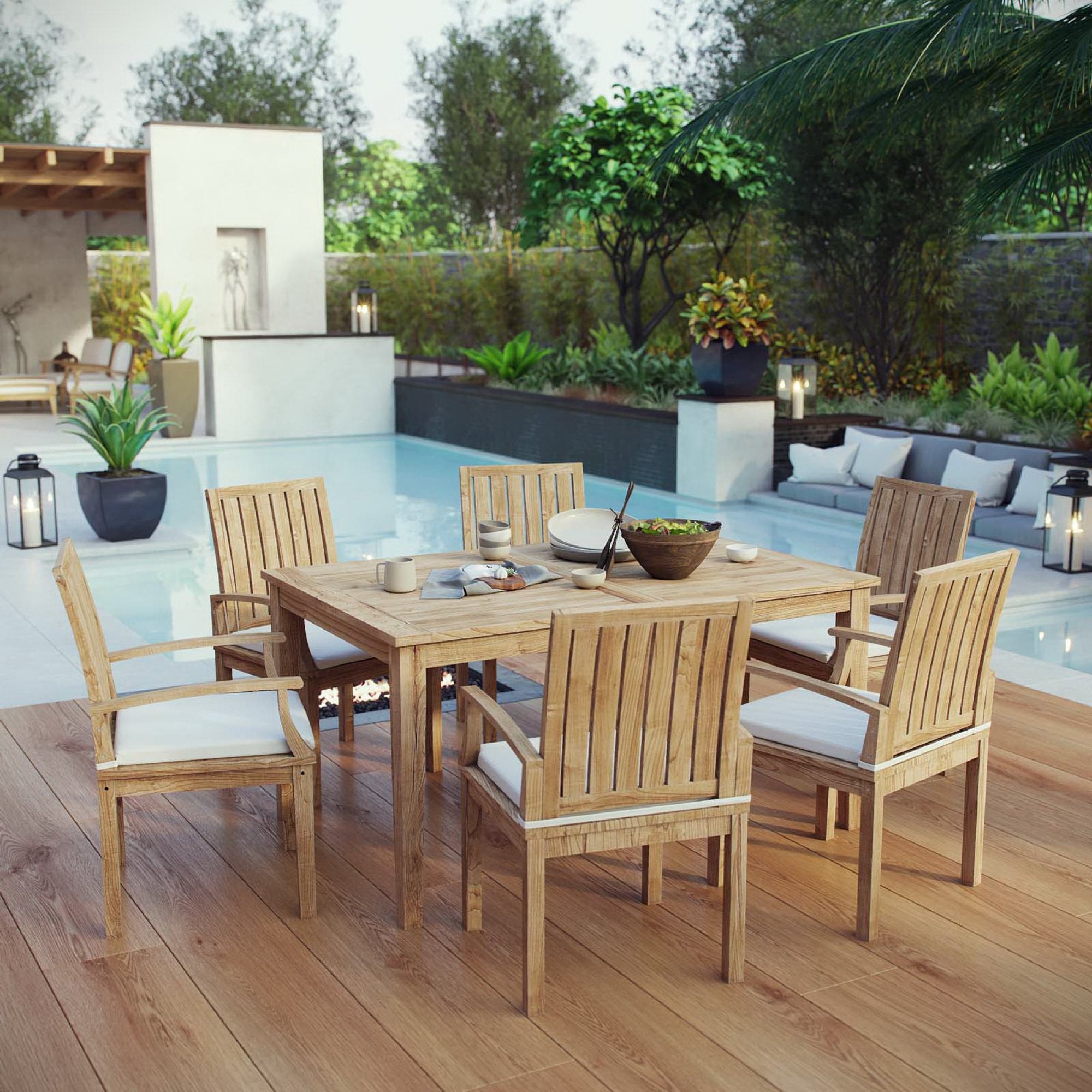 Modway Marina 7 Piece Outdoor Patio Teak Dining Set