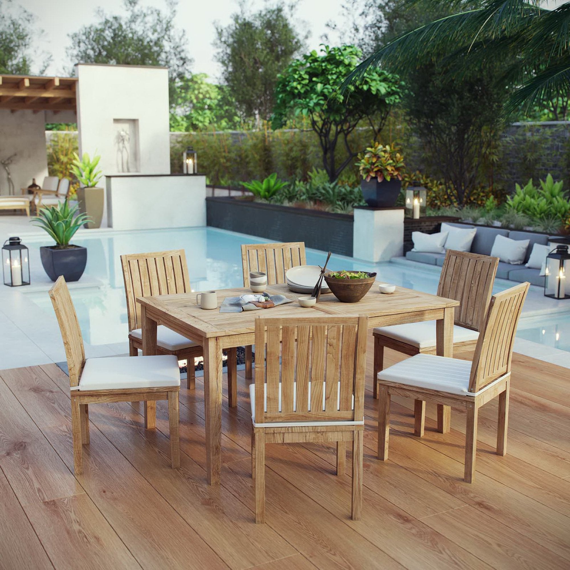 Modway Marina 7 Piece Outdoor Patio Teak Dining Set