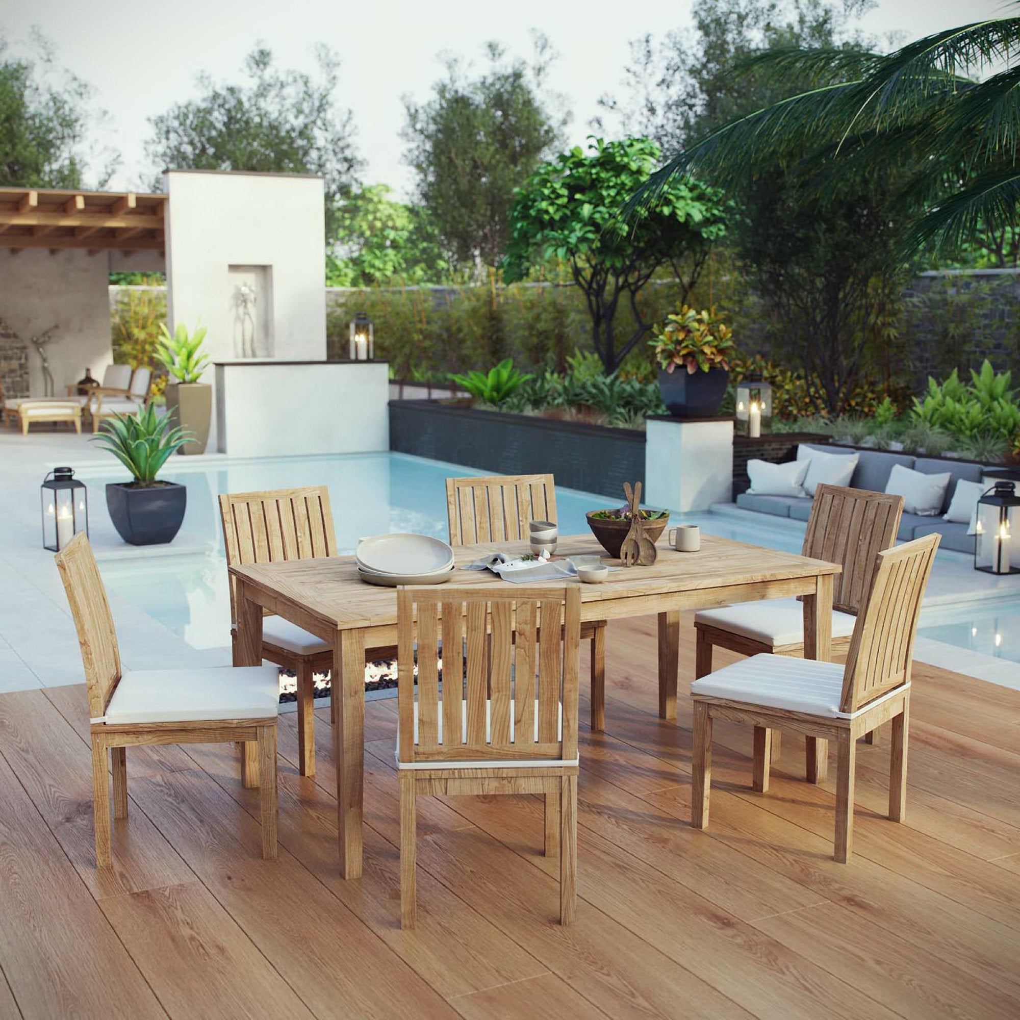 Modway Marina 7 Piece Outdoor Patio Teak Dining Set