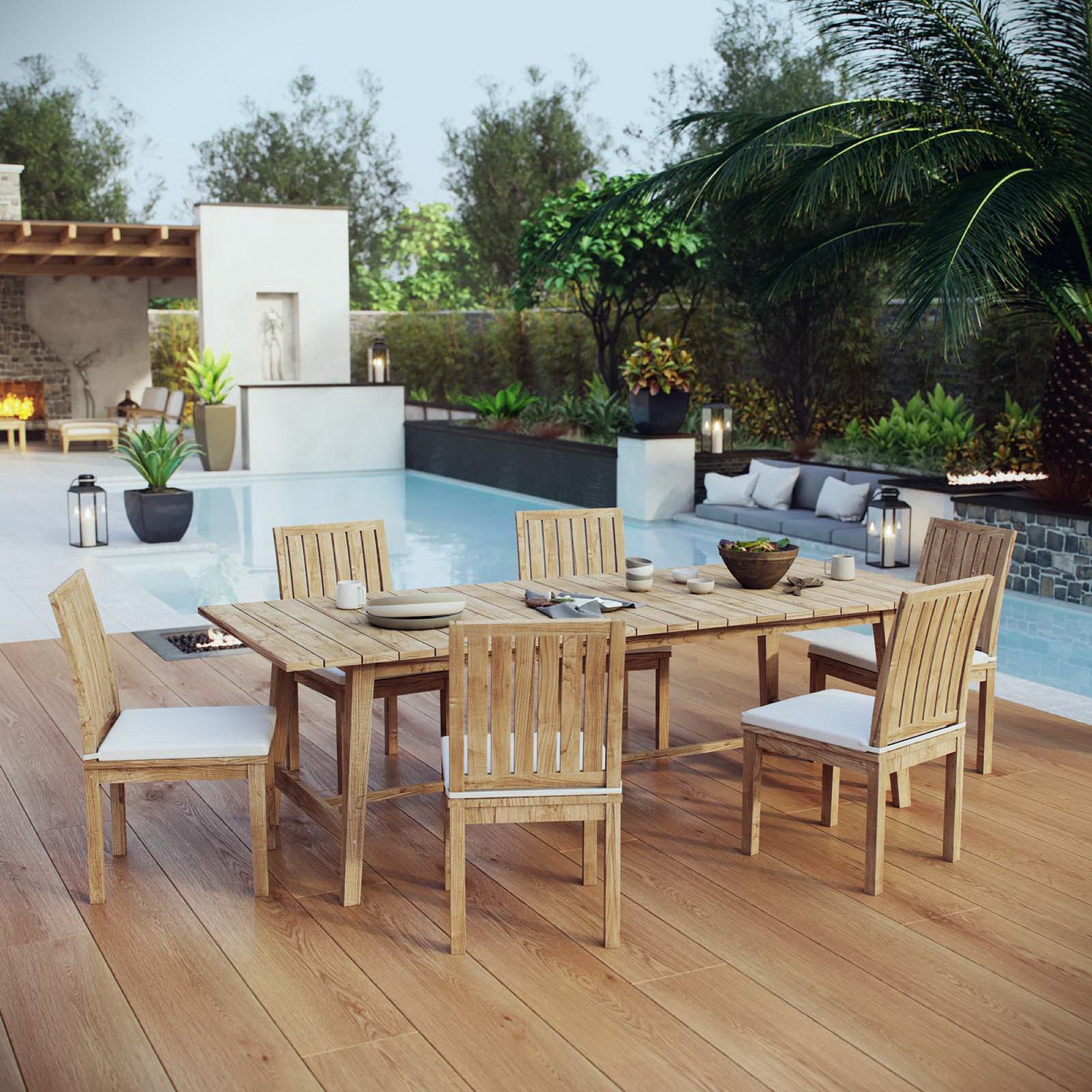 Modway Marina 7 Piece Outdoor Patio Teak Dining Set