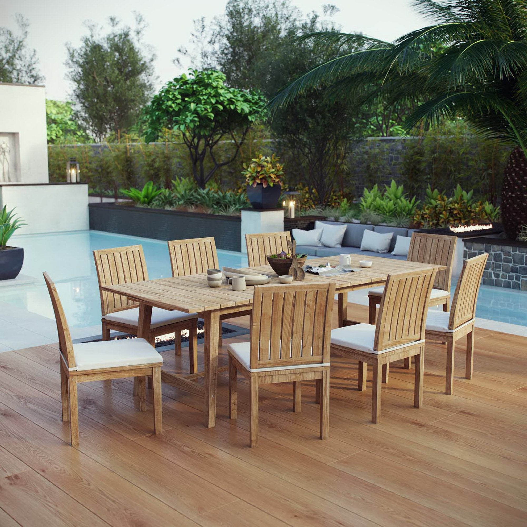 Modway Marina 9 Piece Outdoor Patio Teak Dining Set