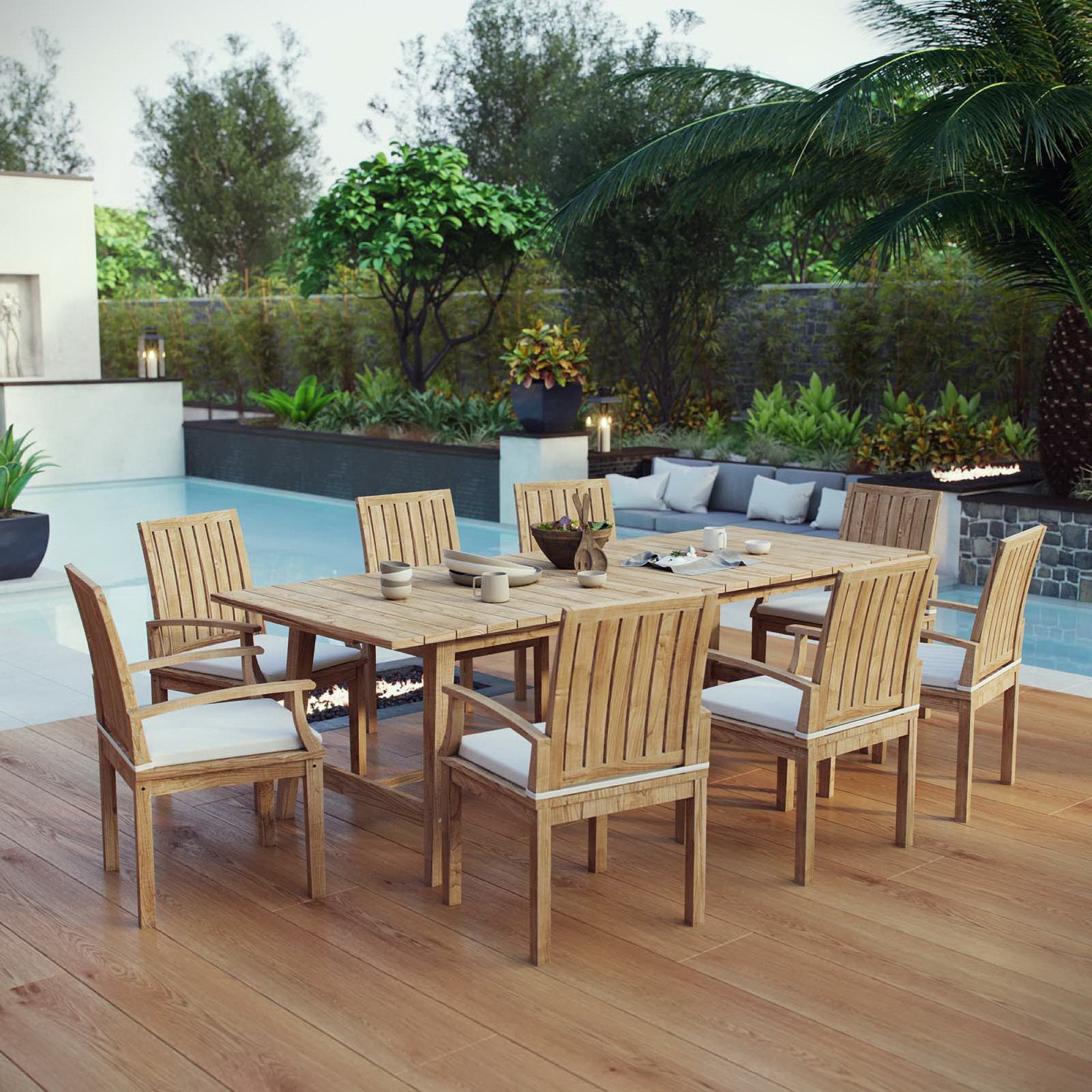 Modway Marina 9 Piece Outdoor Patio Teak Dining Set