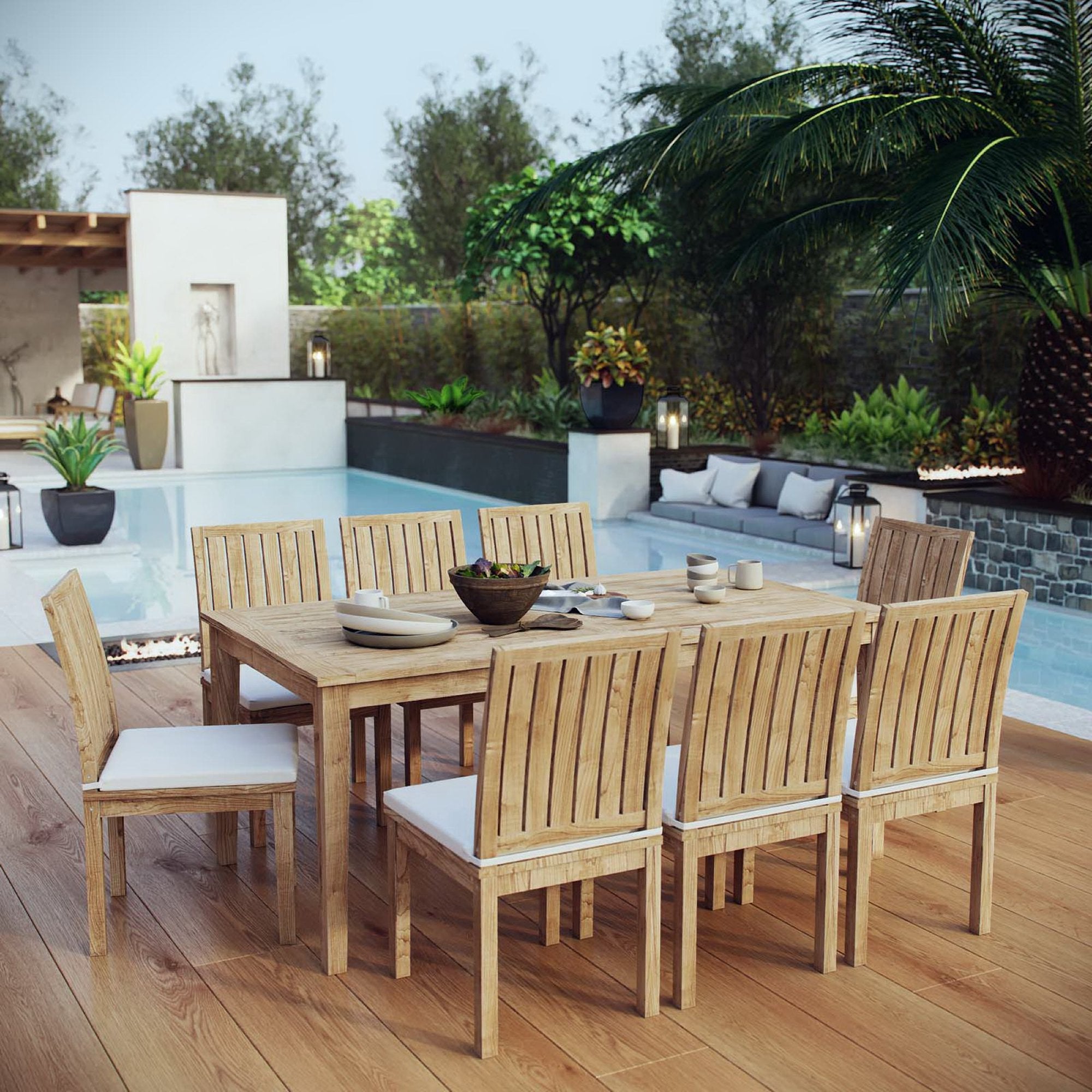 Modway Marina 9 Piece Outdoor Patio Teak Dining Set