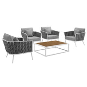 Modway Stance 5 Piece Outdoor Patio Aluminum Sectional Sofa Set