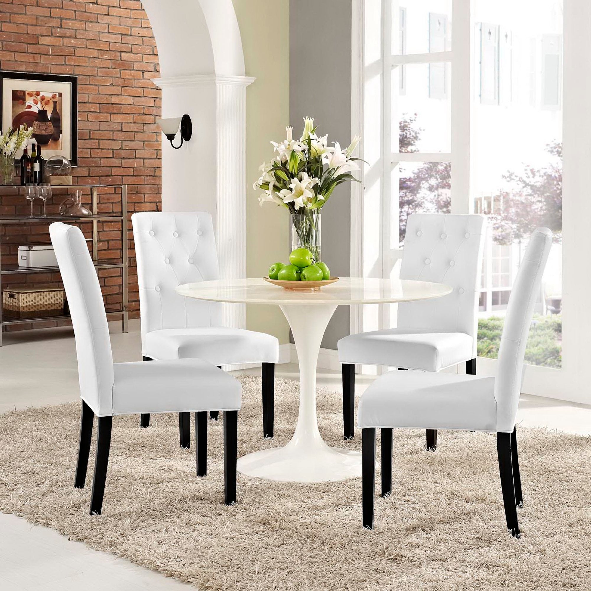 Modway Confer Vinyl Dining Side Chair Set of 4