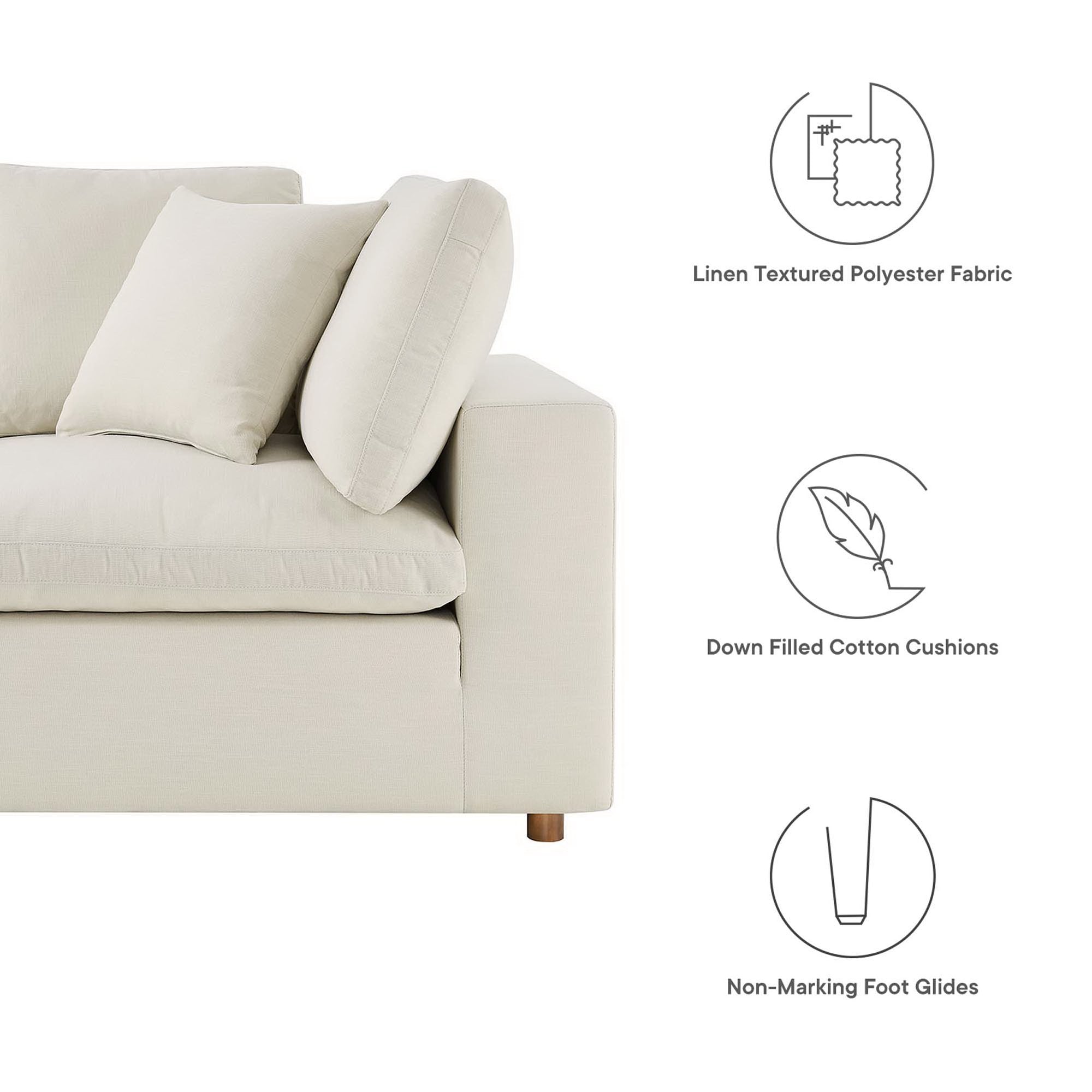 Modway EEI-3355 Commix 3 Piece Down Filled Overstuffed Sectional Sofa Set