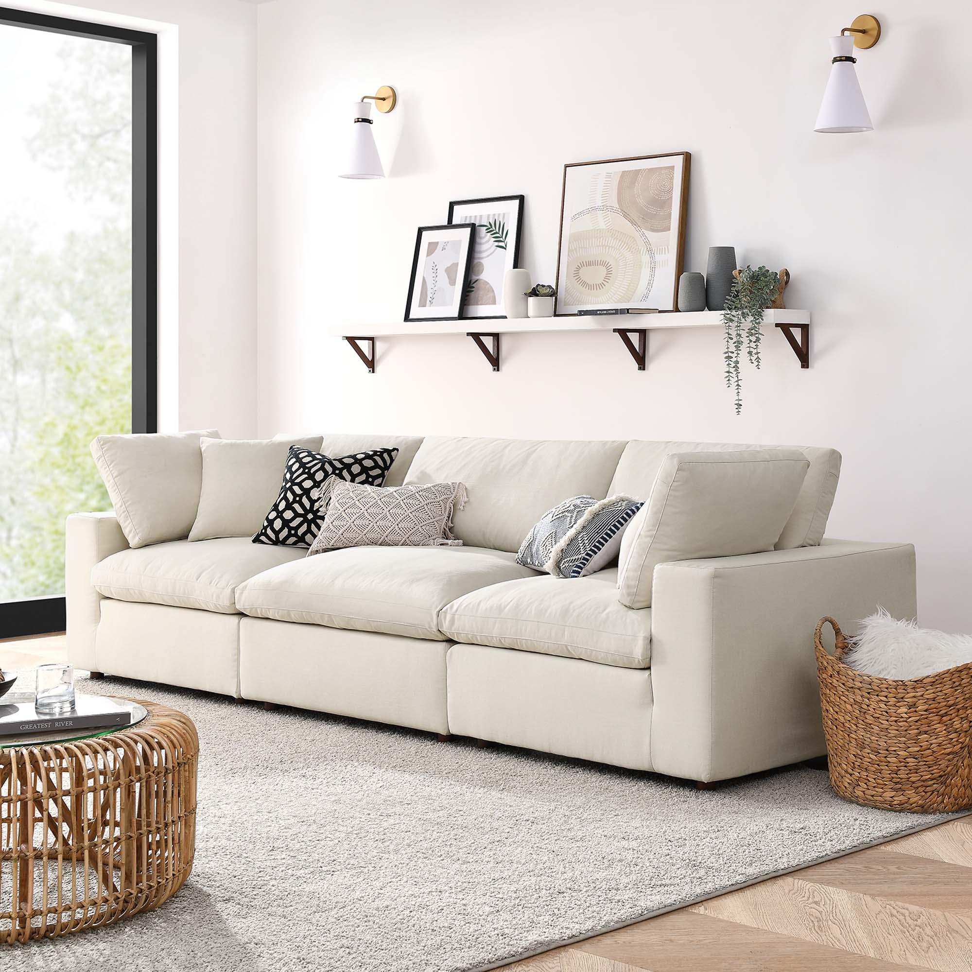 Modway EEI-3355 Commix 3 Piece Down Filled Overstuffed Sectional Sofa Set