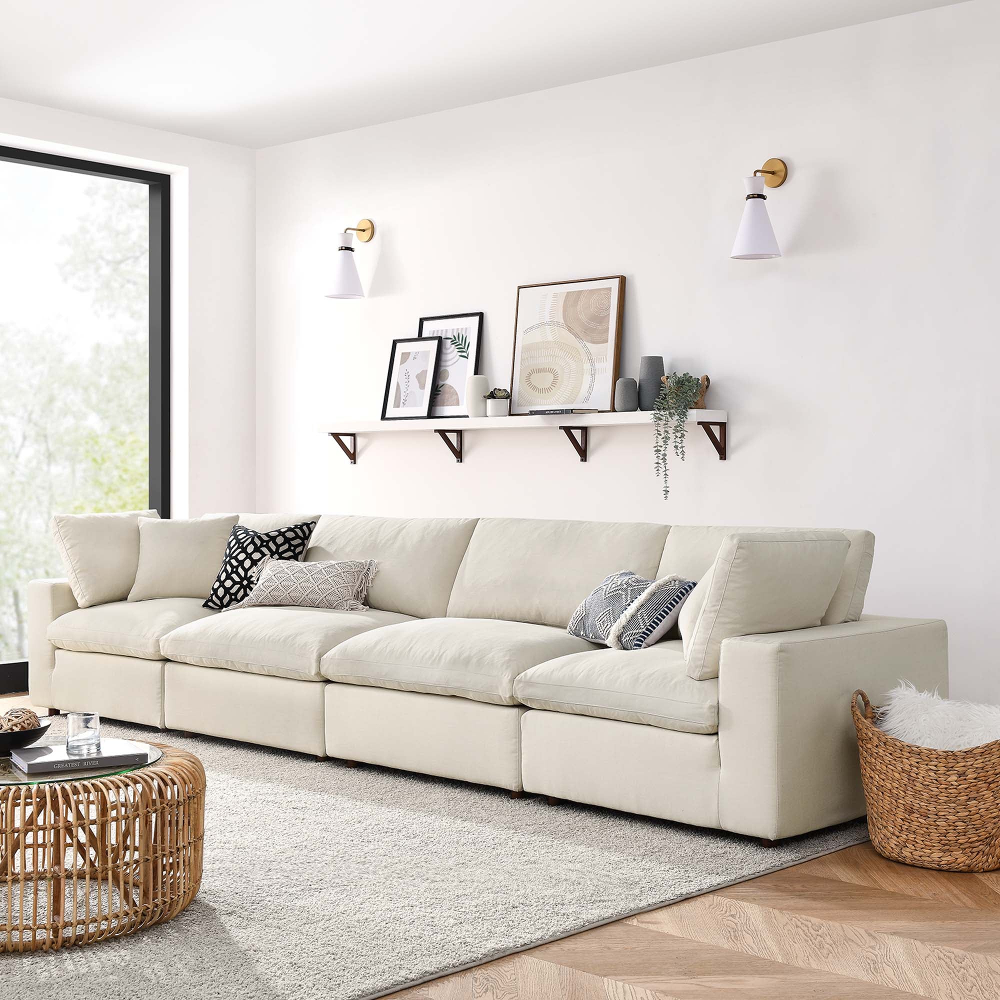 Modway EEI-3357 Commix 4 Piece Down Filled Overstuffed Sectional Sofa Set