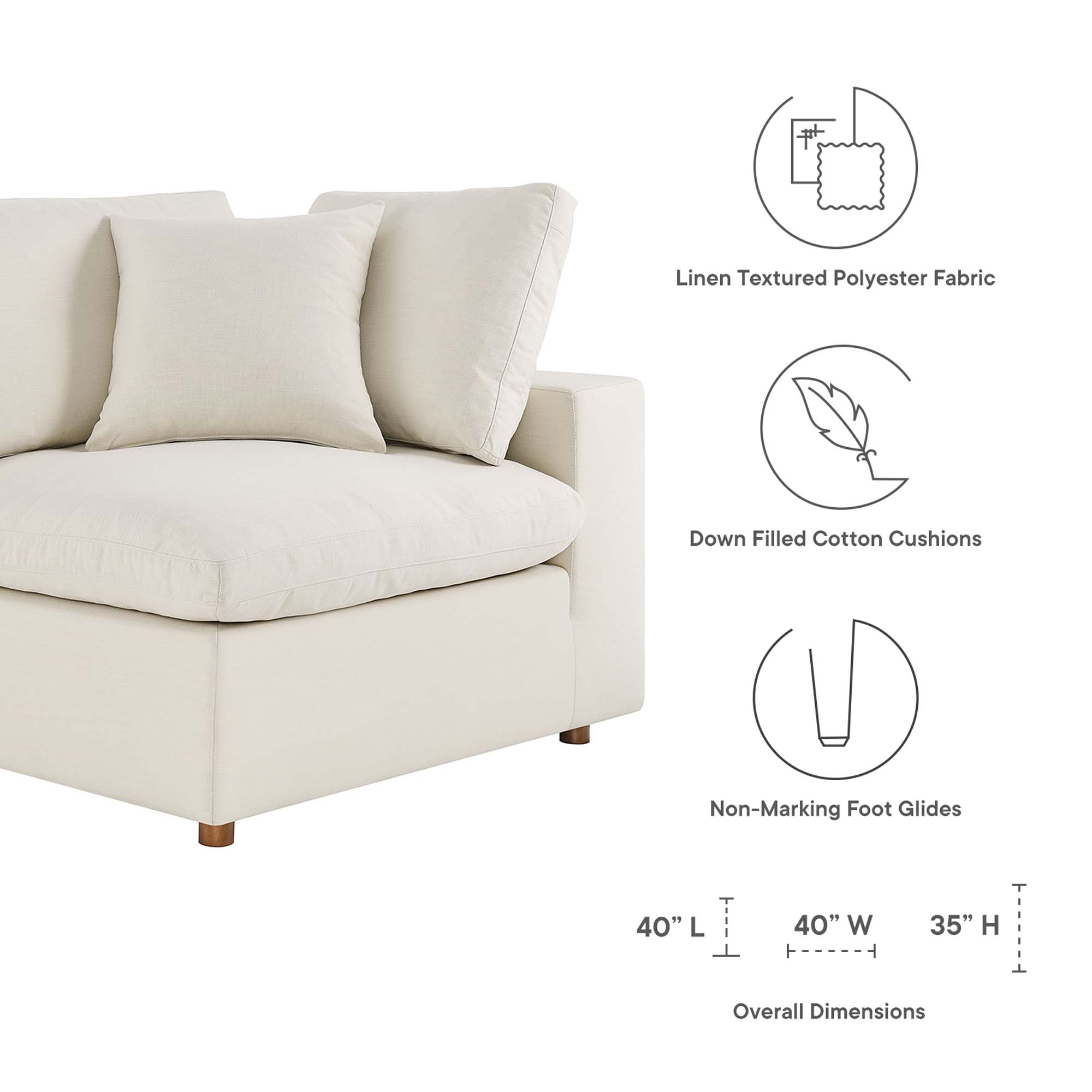 Modway EEI-3358 Commix 5 Piece Down Filled Overstuffed Sectional Sofa Set