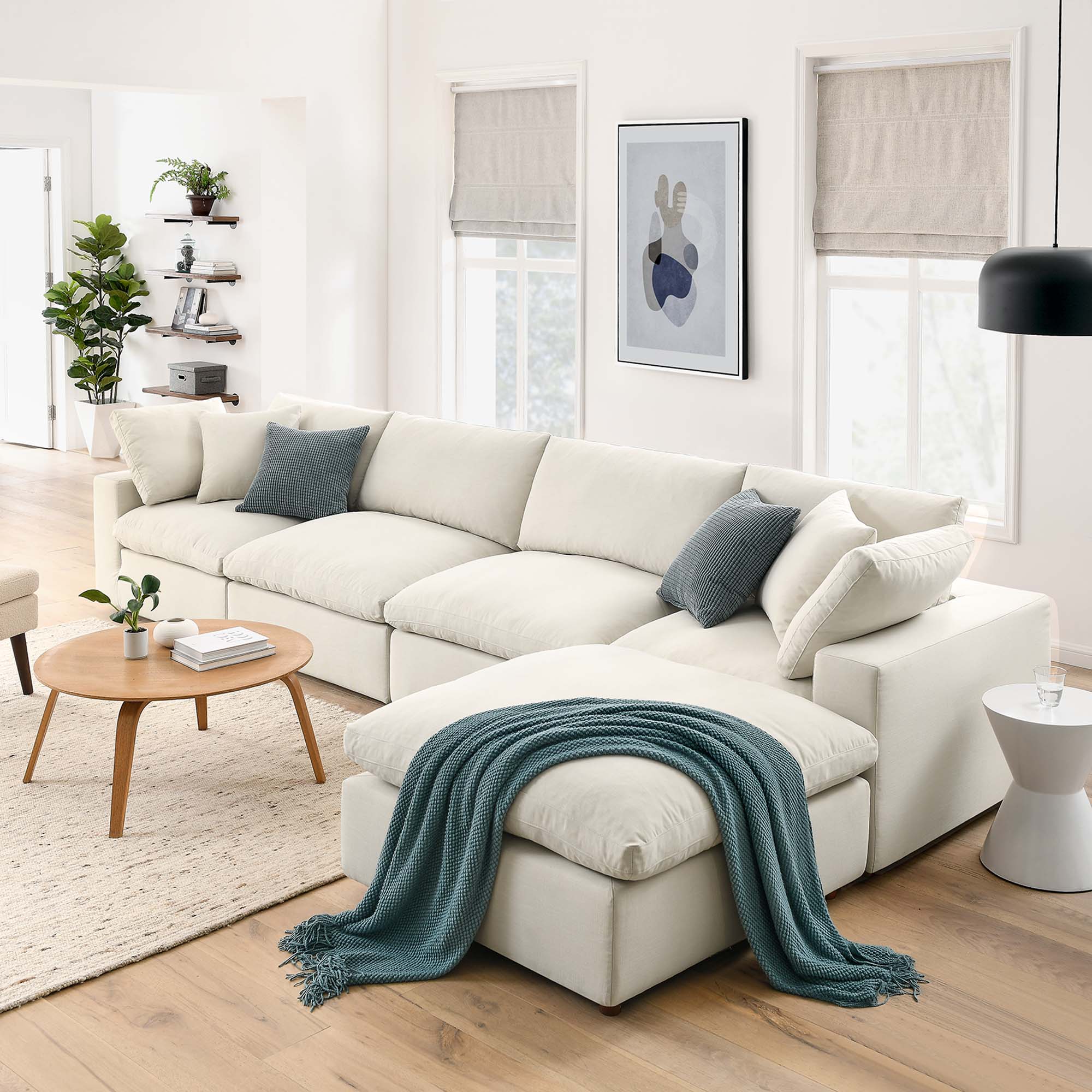 Modway EEI-3358 Commix 5 Piece Down Filled Overstuffed Sectional Sofa Set