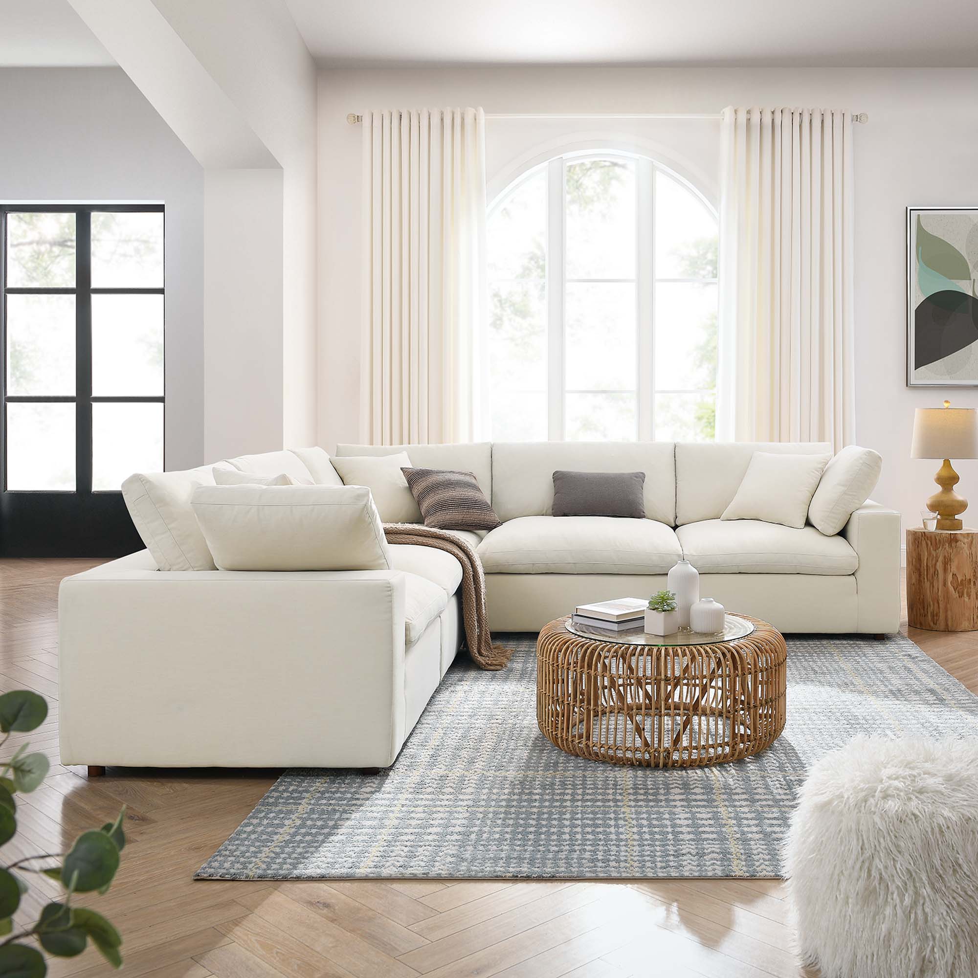 Modway EEI-3359 Commix 5 Piece Down Filled Overstuffed Sectional Sofa