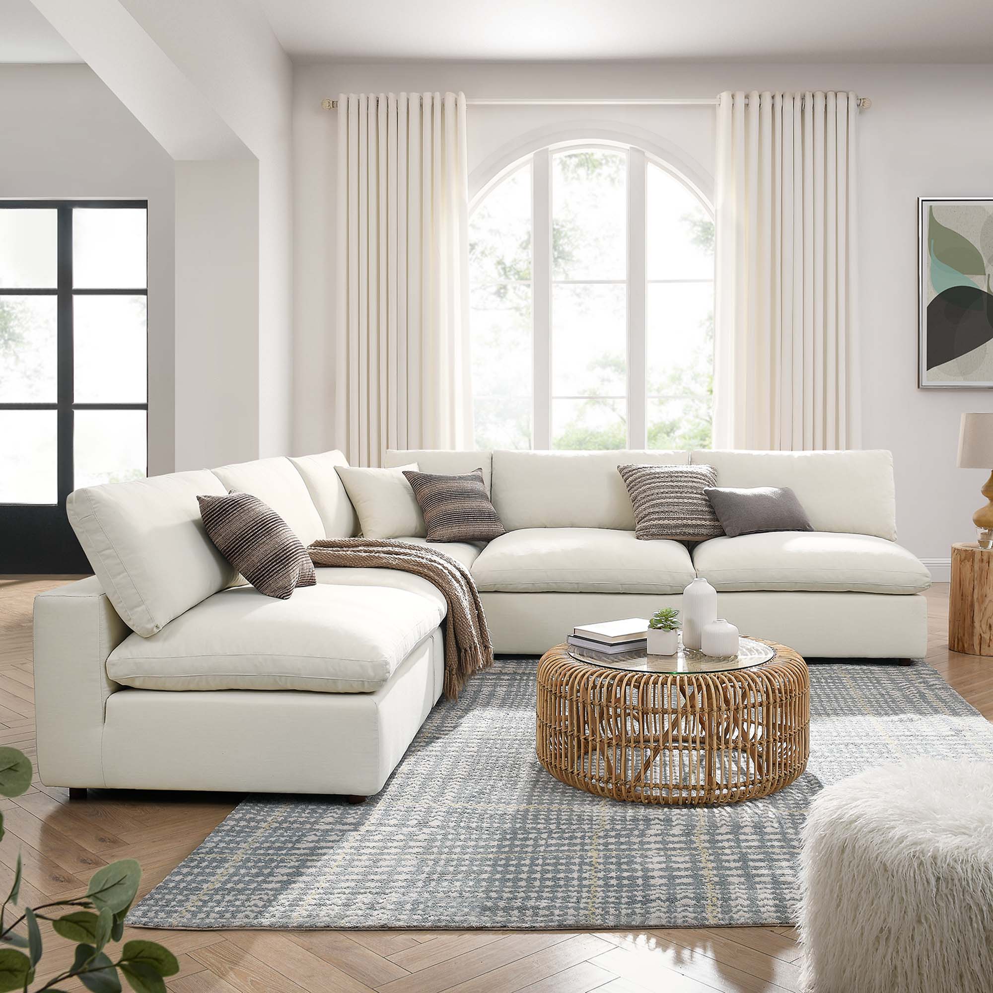 Modway EEI-3360 Commix 5-Piece Down Filled Overstuffed Armless Sectional Sofa