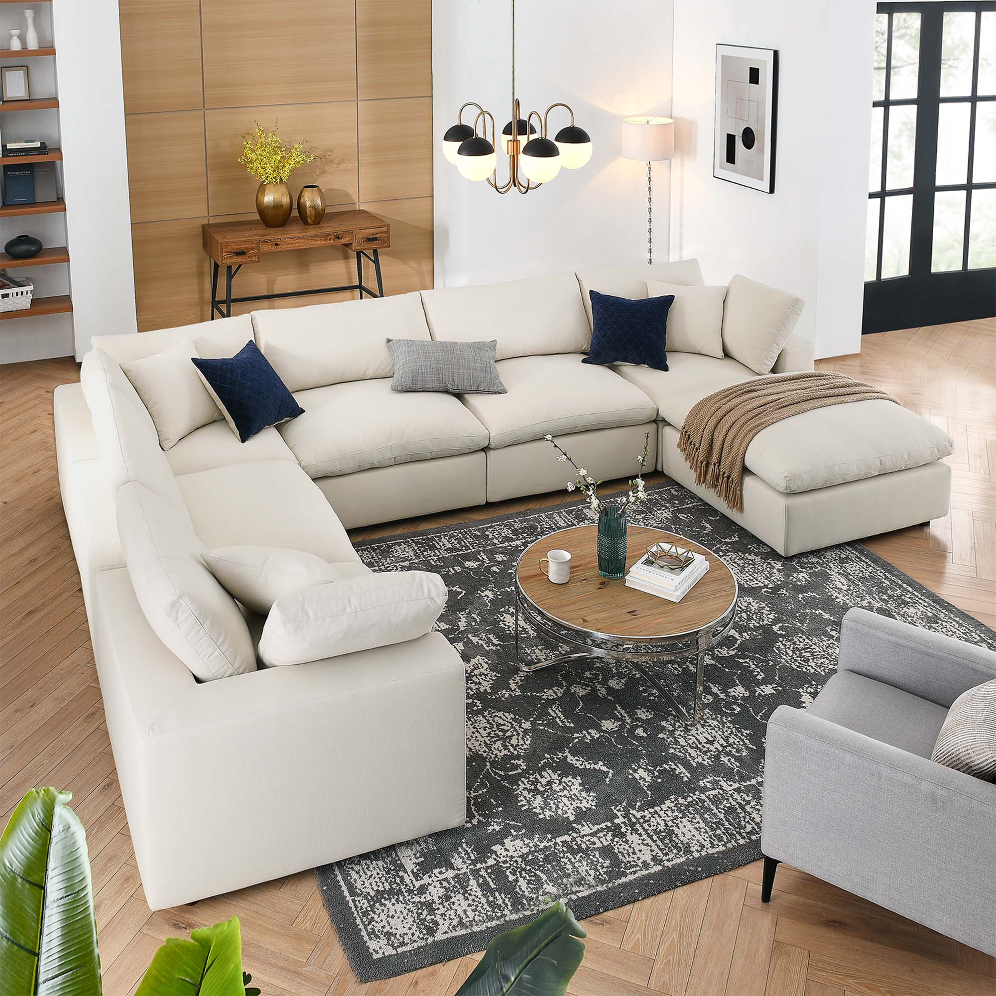 Modway EEI-3364 Commix 7-Piece Down Filled Overstuffed Sectional Sofa