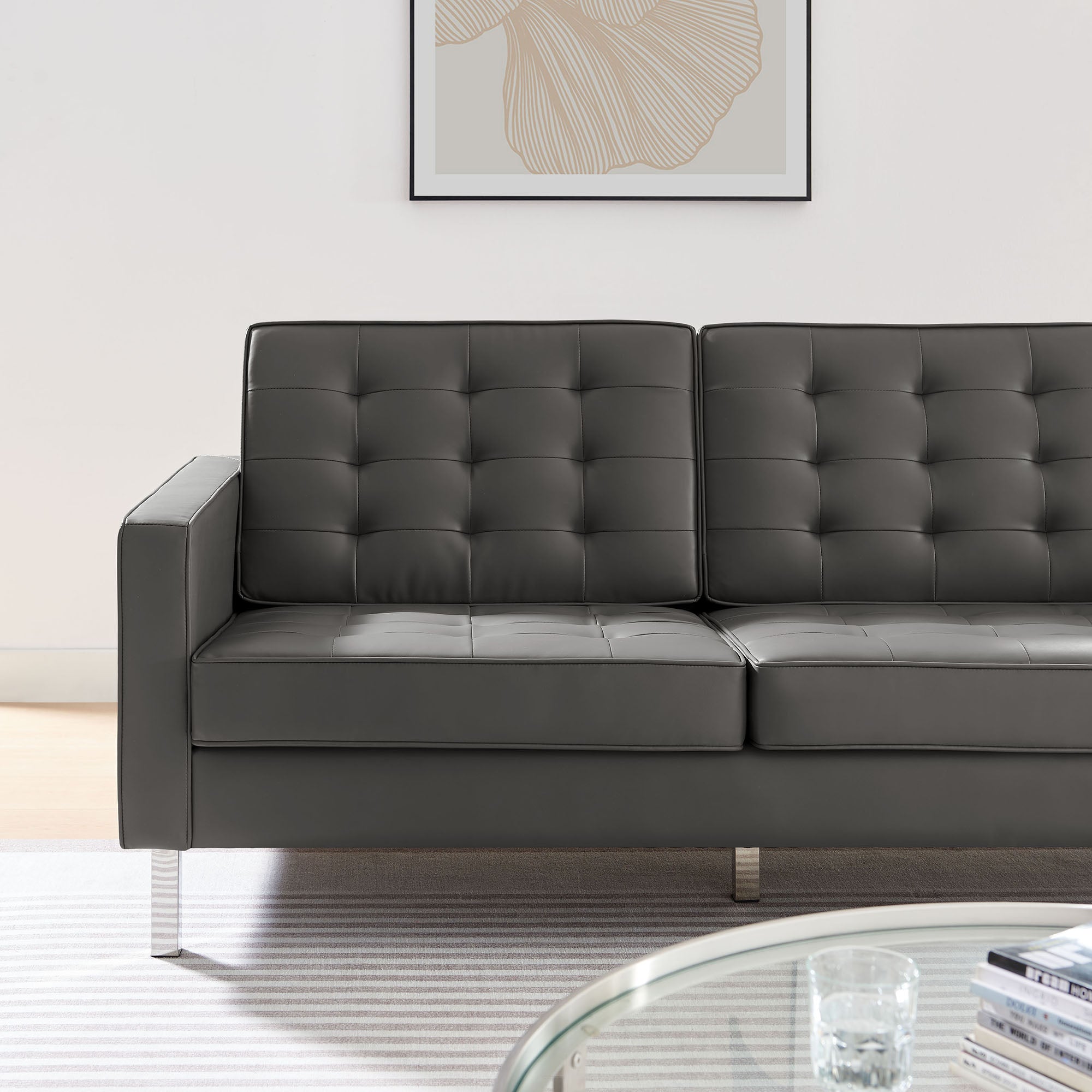 Modway Loft Tufted Vegan Leather Sofa
