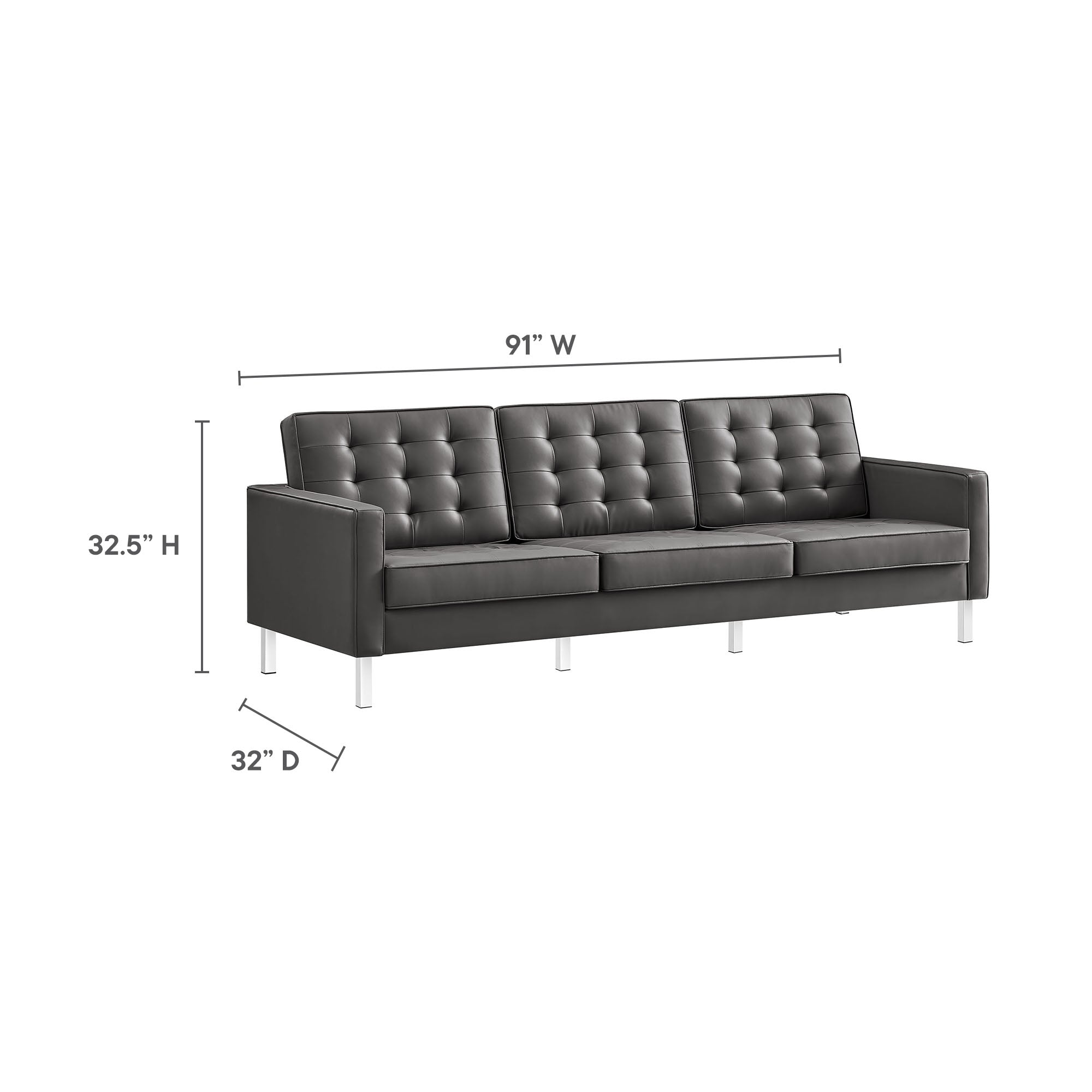 Modway Loft Tufted Vegan Leather Sofa
