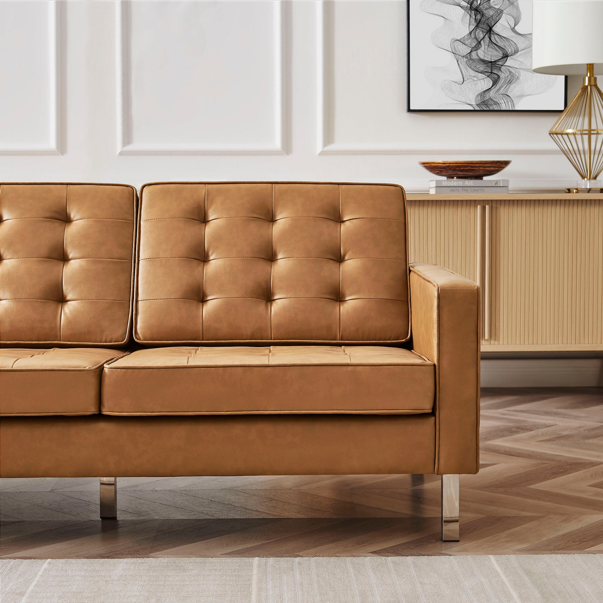 Modway Loft Tufted Vegan Leather Sofa