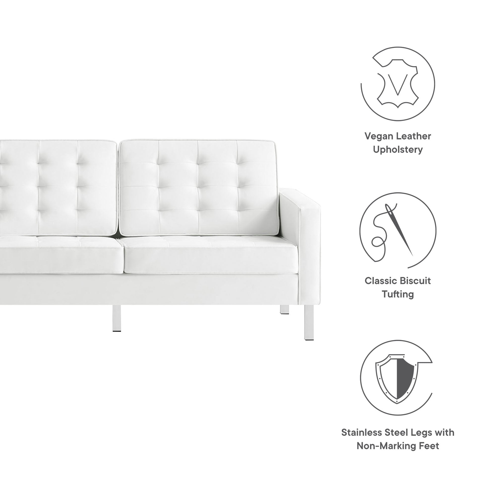Modway Loft Tufted Vegan Leather Sofa