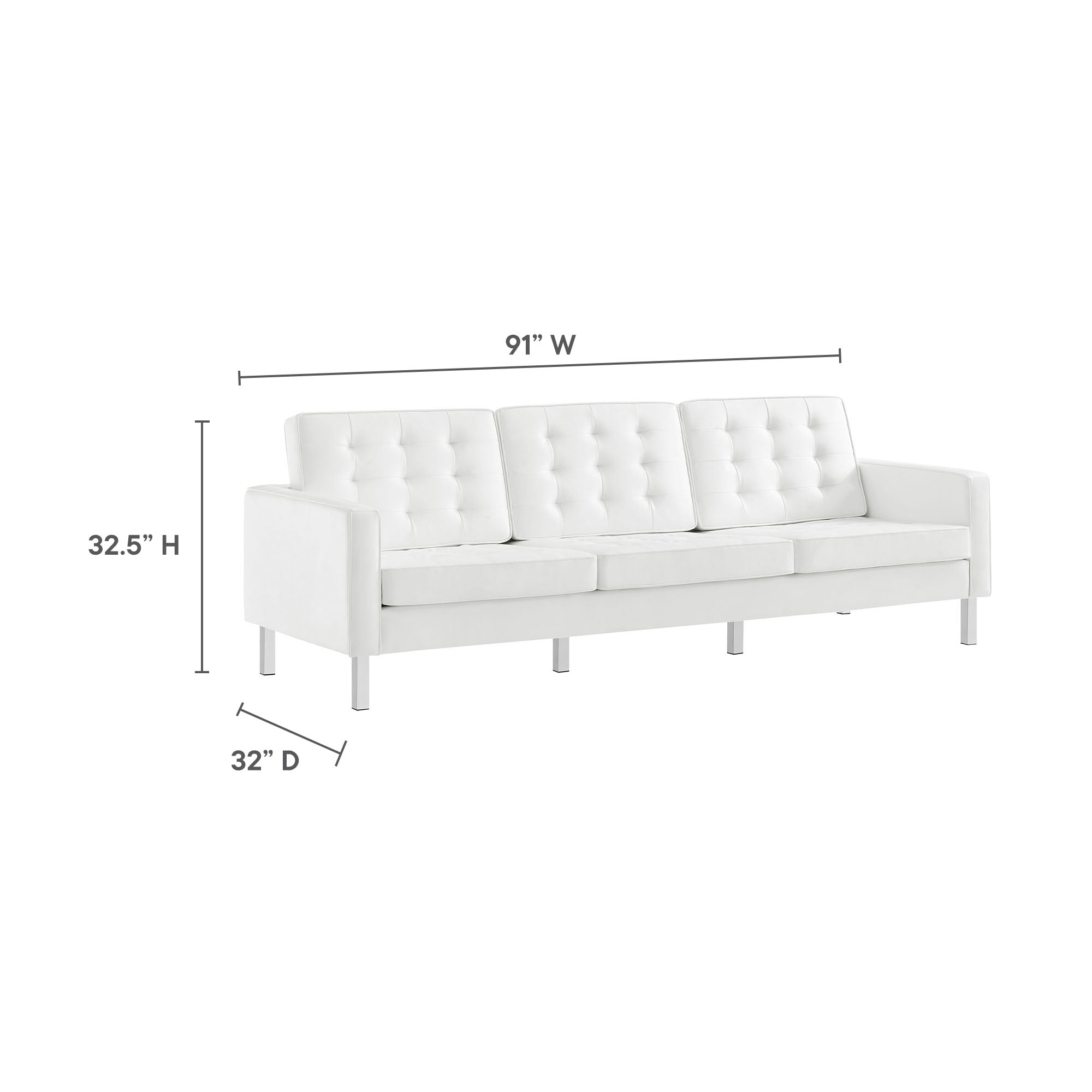 Modway Loft Tufted Vegan Leather Sofa