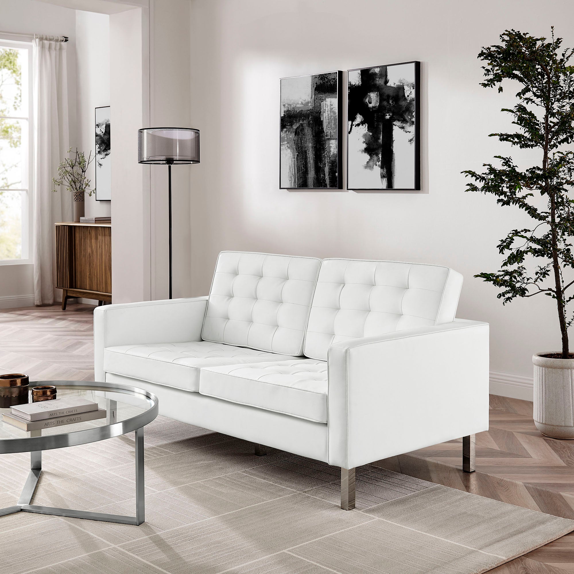Modway Loft Tufted Vegan Leather Loveseat