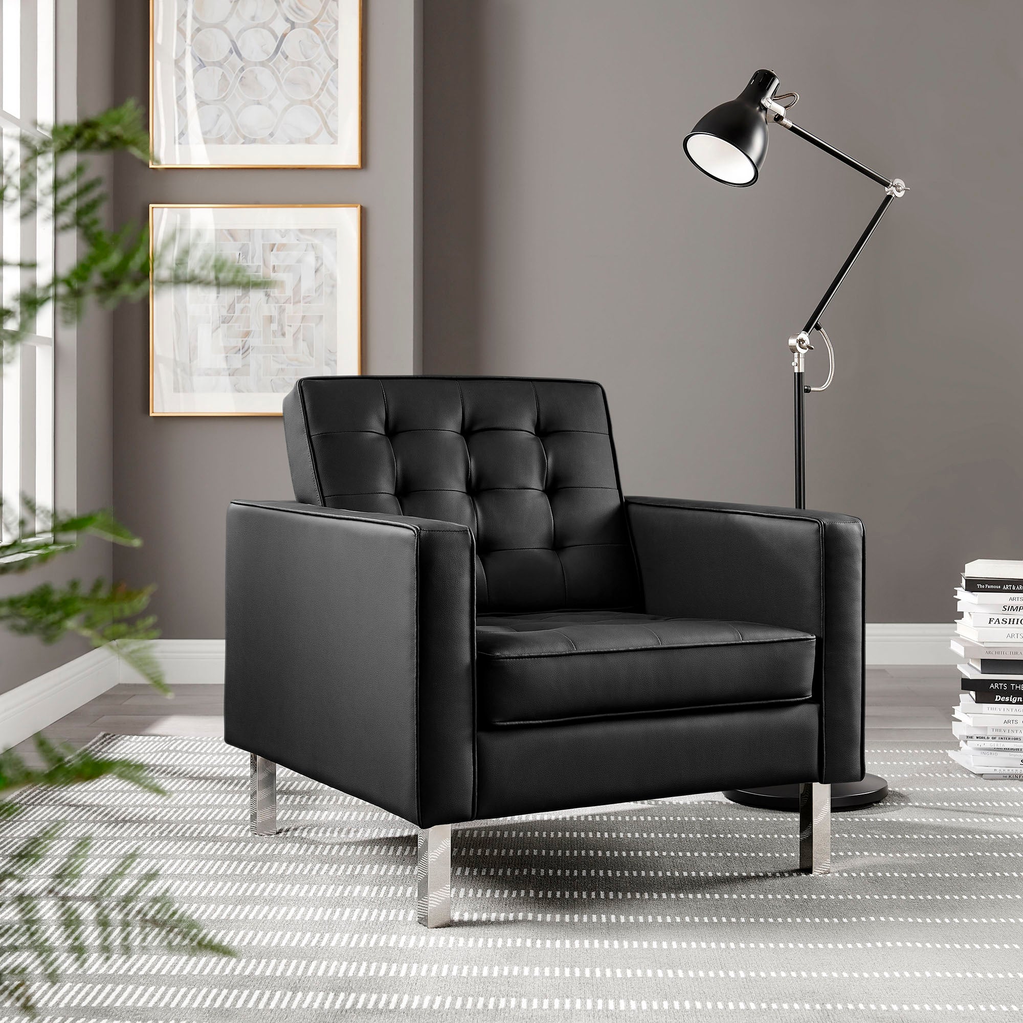 Modway Loft Tufted Vegan Leather Armchair