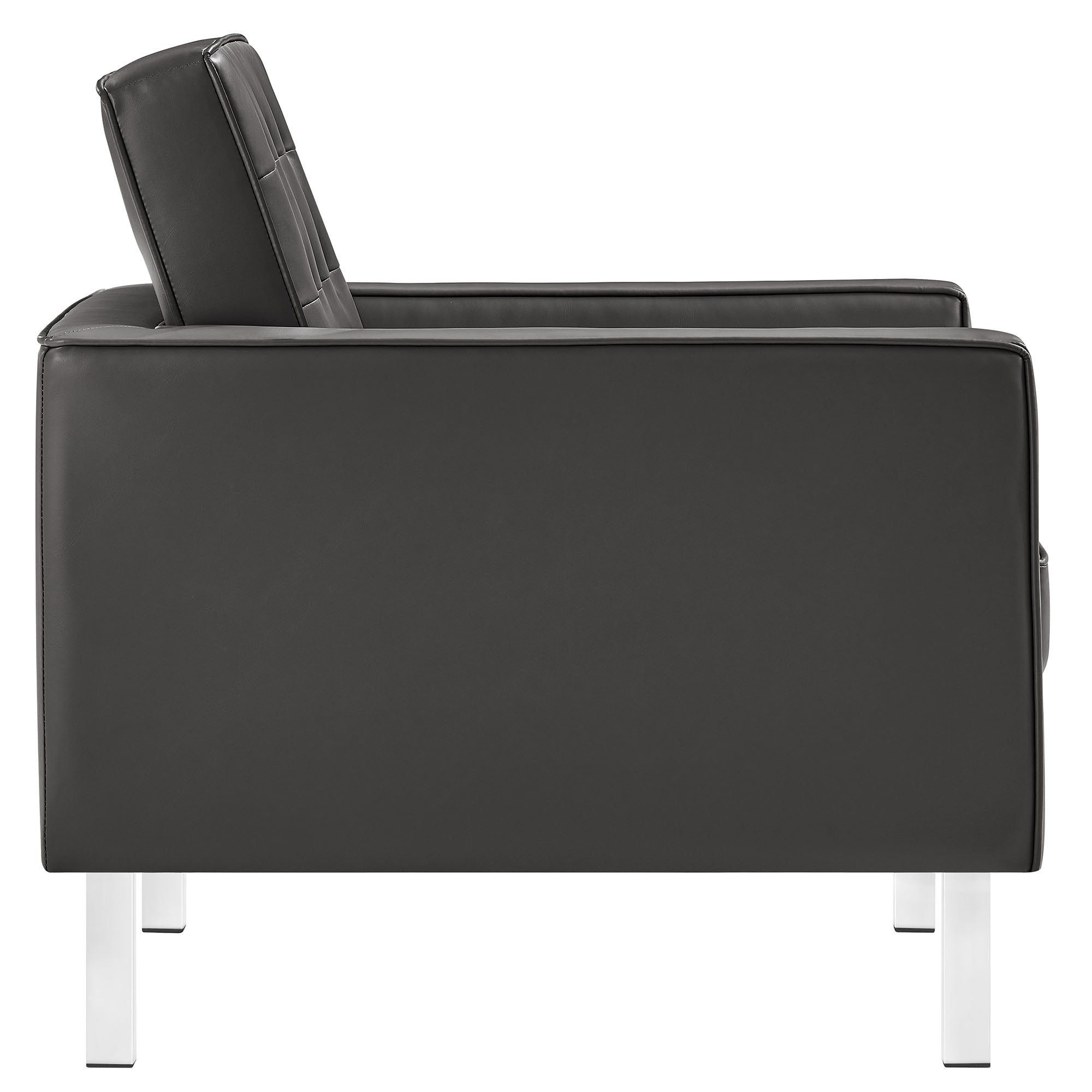 Modway Loft Tufted Vegan Leather Armchair and Ottoman Set