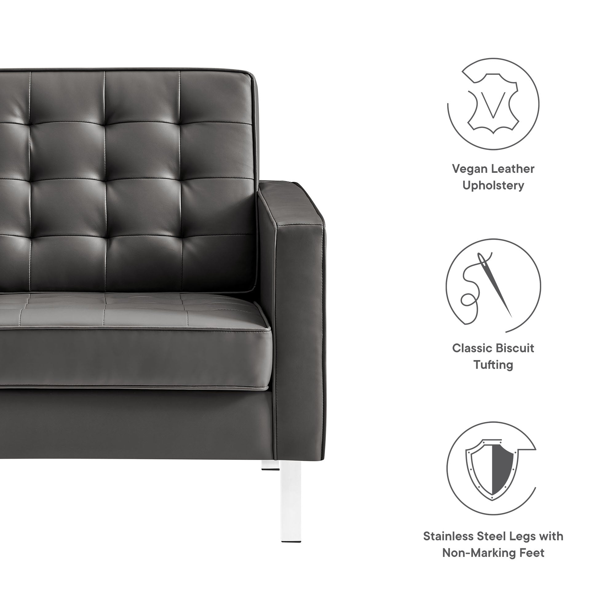 Modway Loft Tufted Vegan Leather Armchair