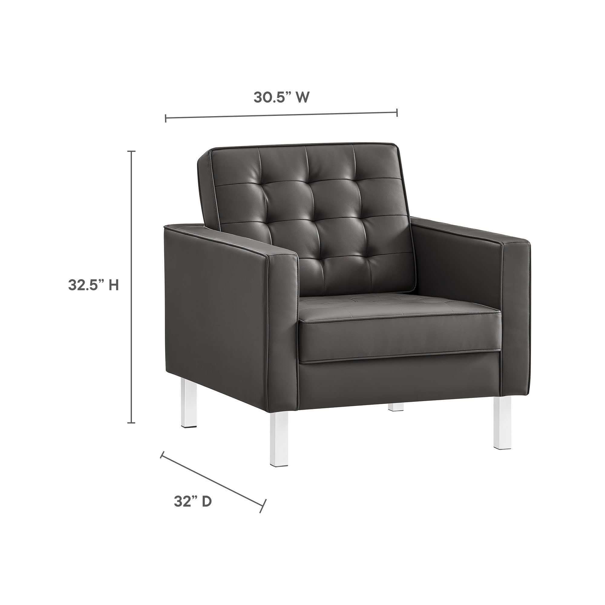Modway Loft Tufted Vegan Leather Armchair and Ottoman Set