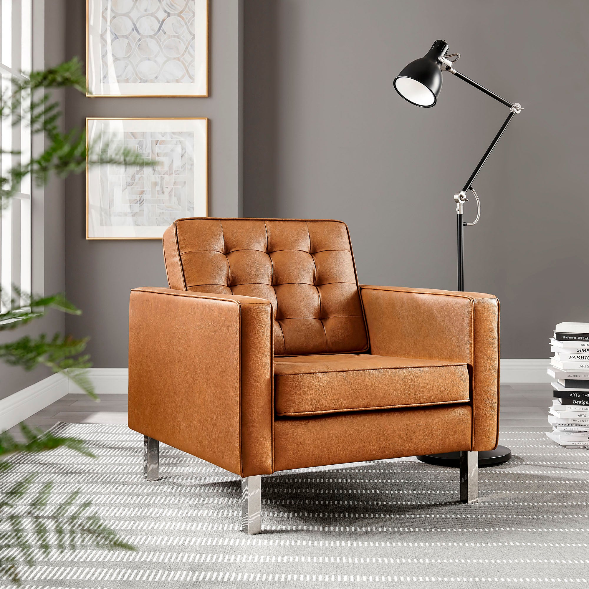 Modway Loft Tufted Vegan Leather Armchair