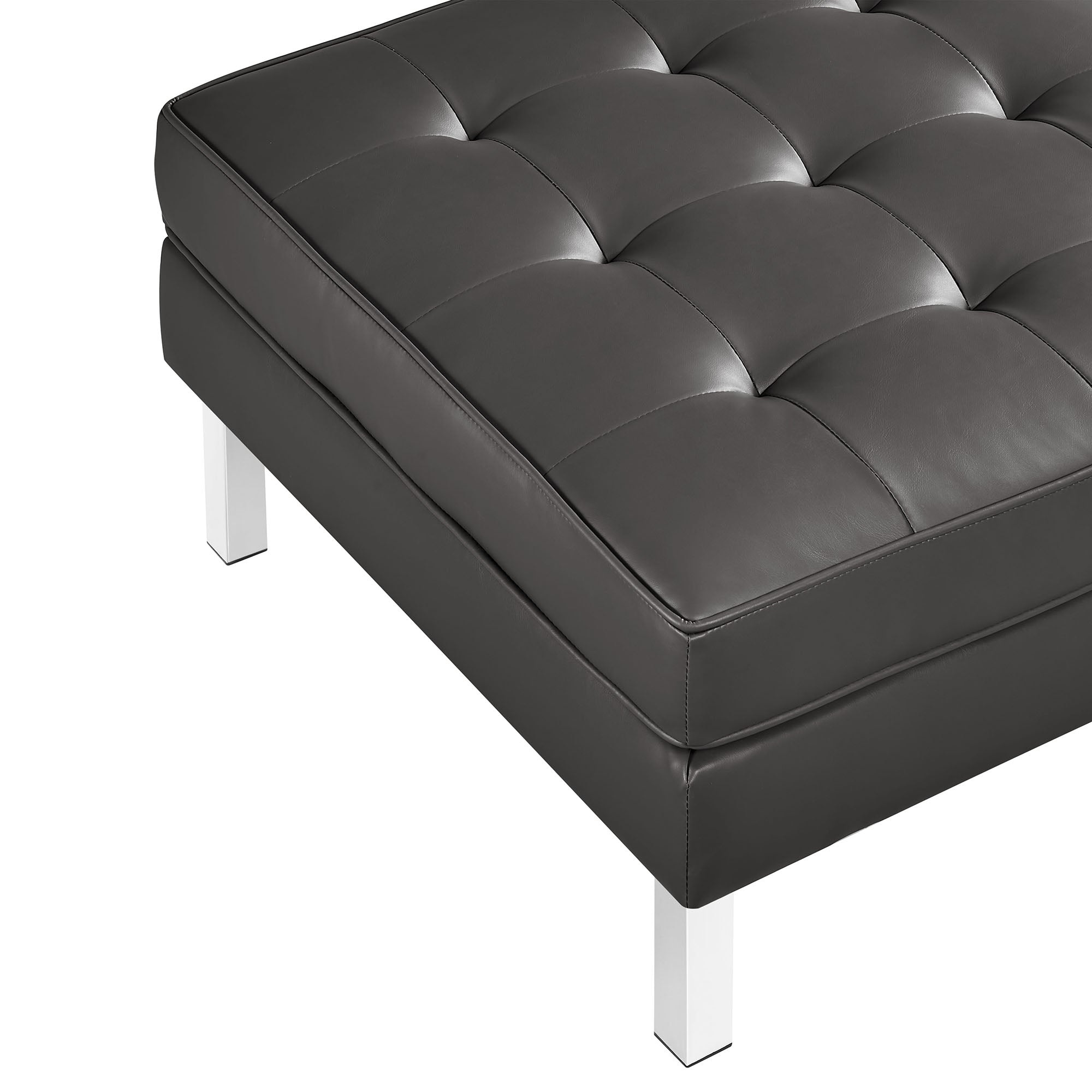 Modway Loft Tufted Vegan Leather Armchair and Ottoman Set
