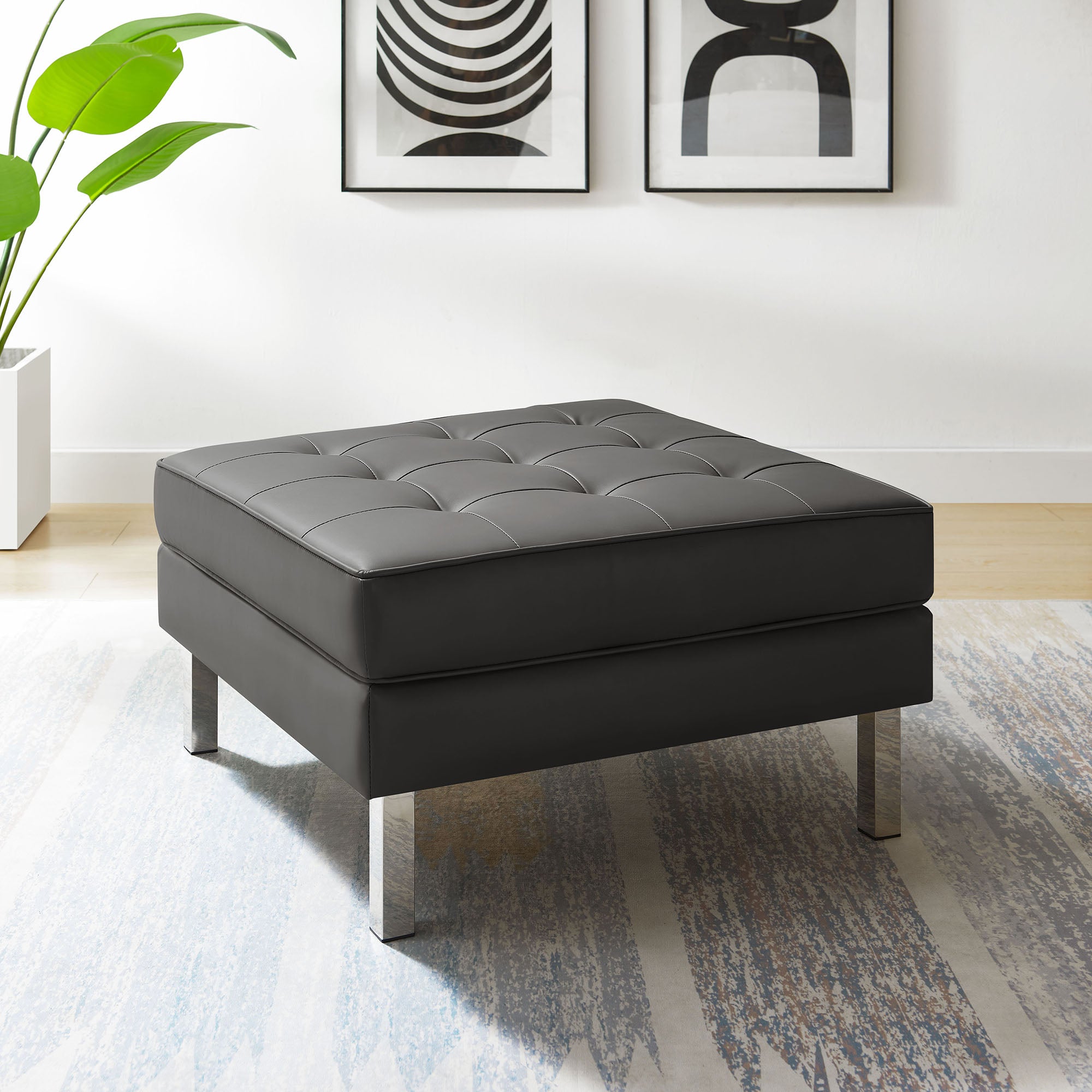 Modway Loft Tufted Vegan Leather Ottoman