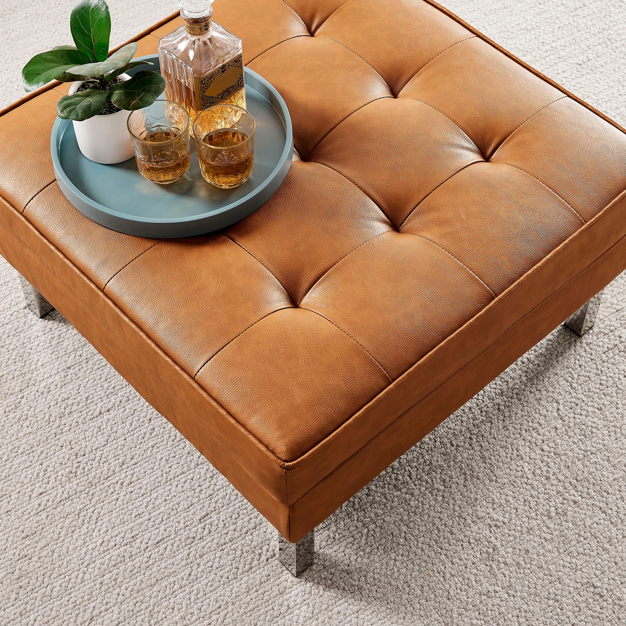 Modway Loft Tufted Vegan Leather Ottoman