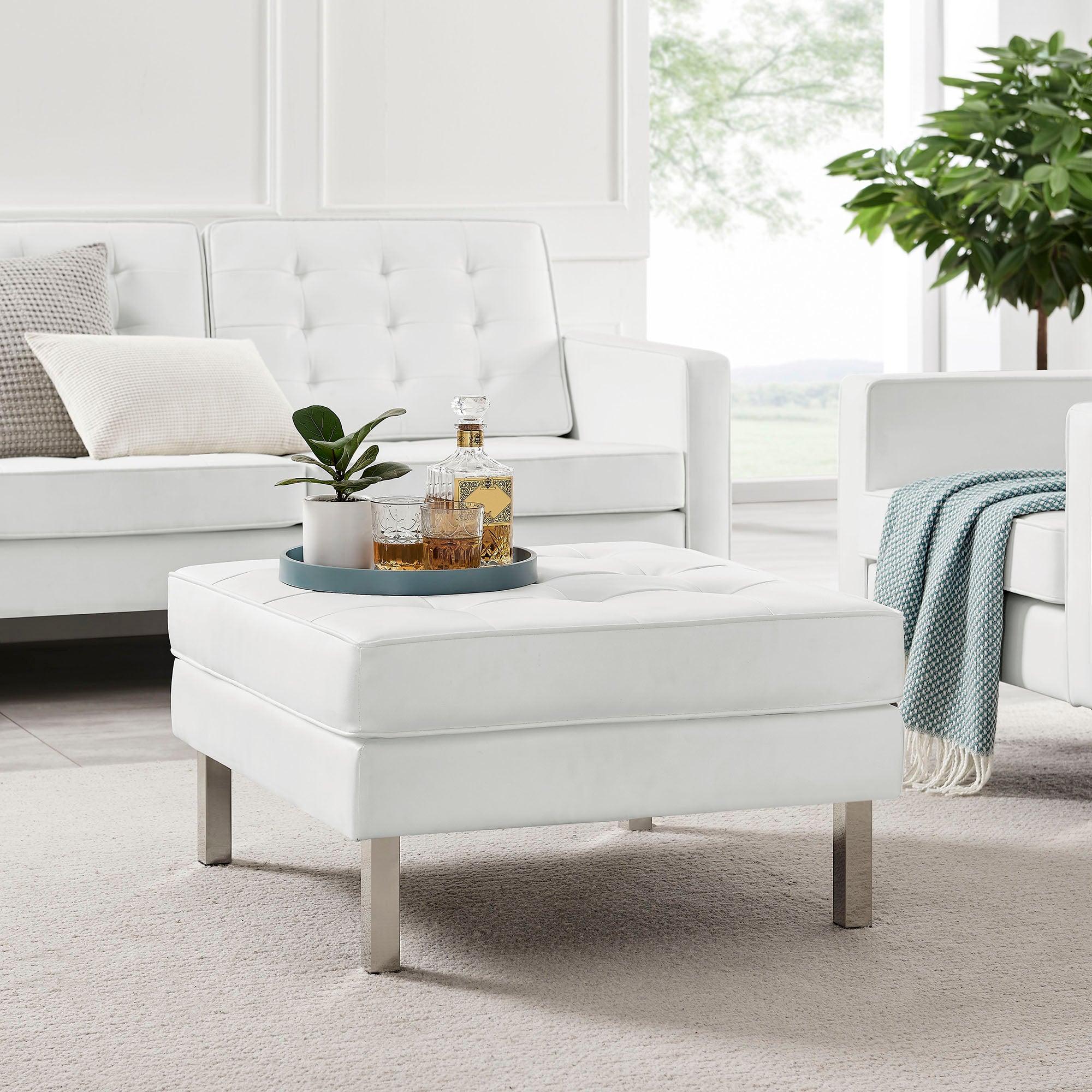 Modway Loft Tufted Vegan Leather Ottoman
