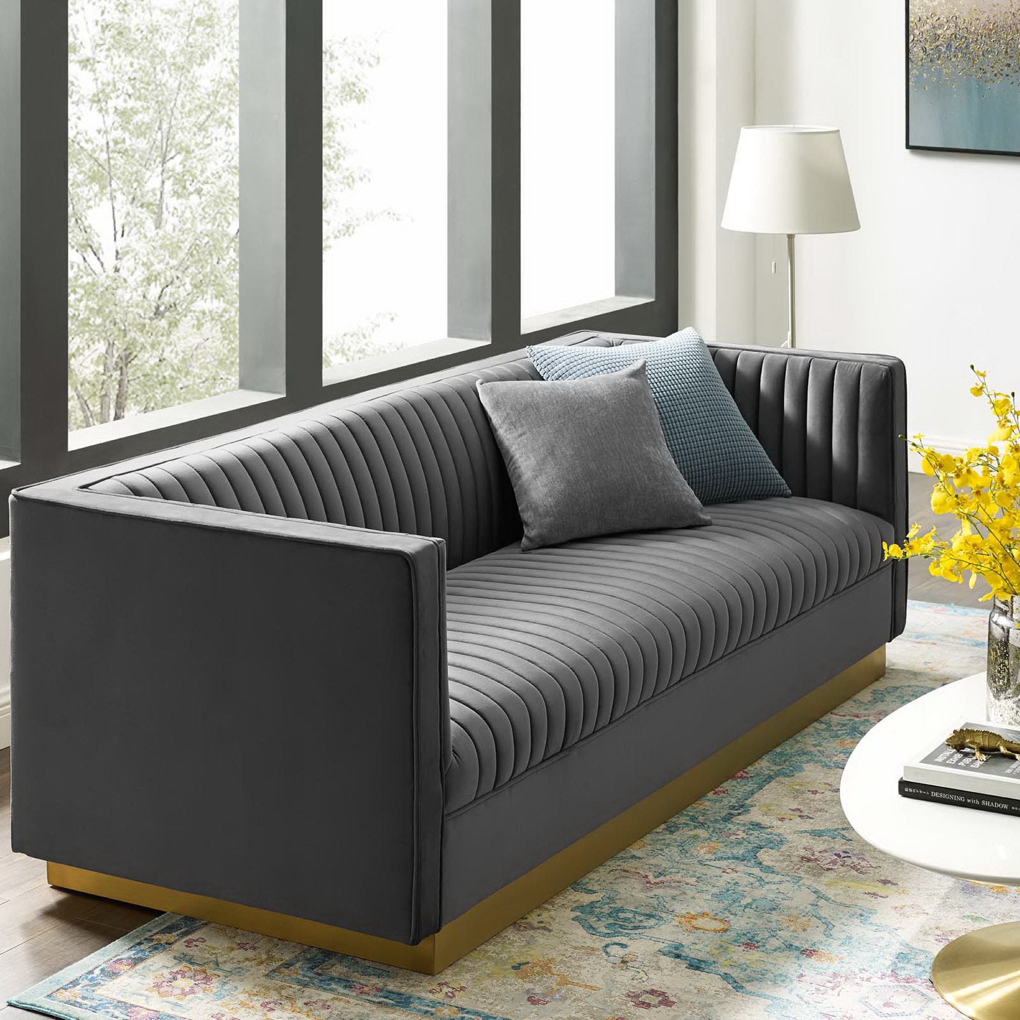 Modway Sanguine Vertical Channel Tufted Performance Velvet Sofa