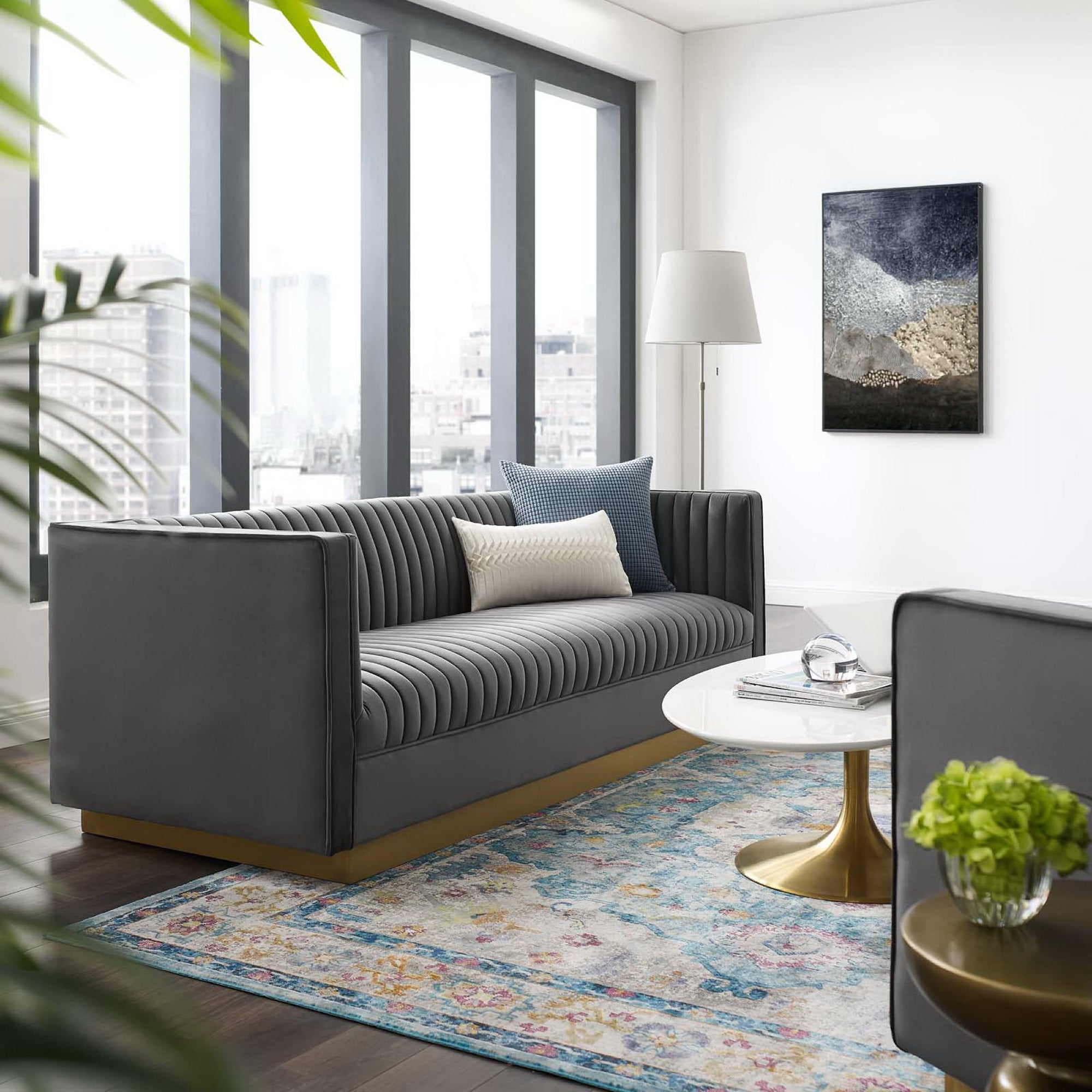 Modway Sanguine Vertical Channel Tufted Performance Velvet Sofa