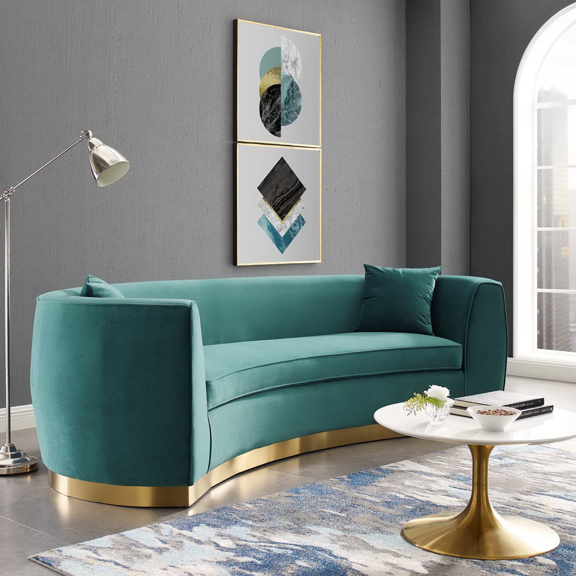 Modway Resolute Curved Performance Velvet Sofa