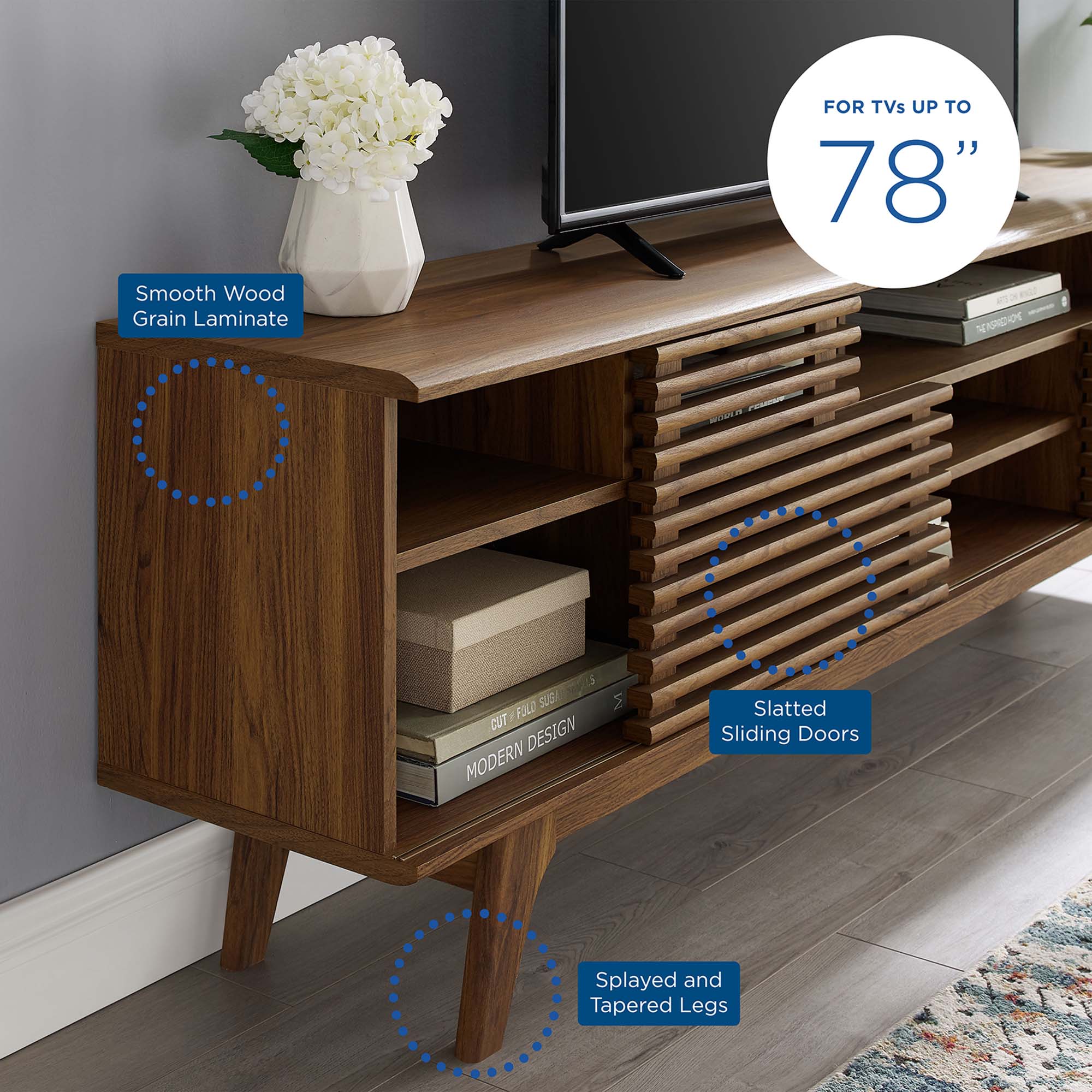 Modway Render 71" Mid-Century Media Console TV Stand