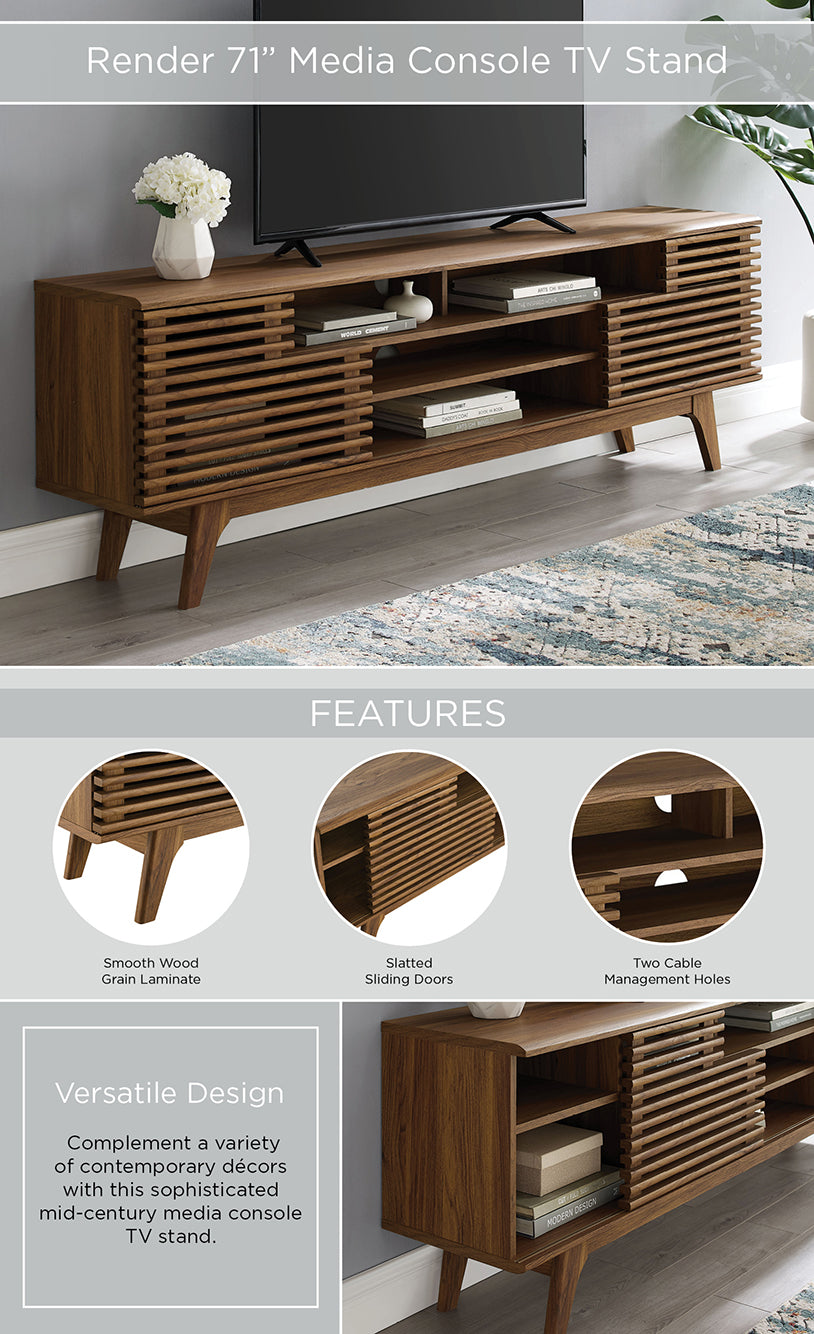 Modway Render 71" Mid-Century Media Console TV Stand