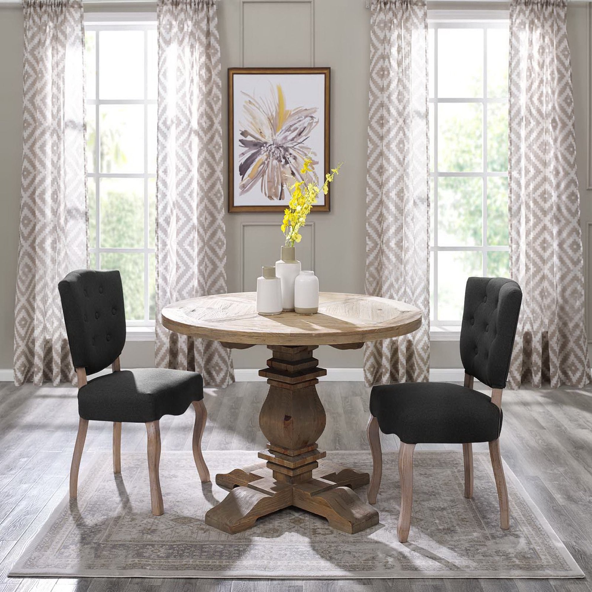 Modway Column 47" Round Pine Wood Dining Table