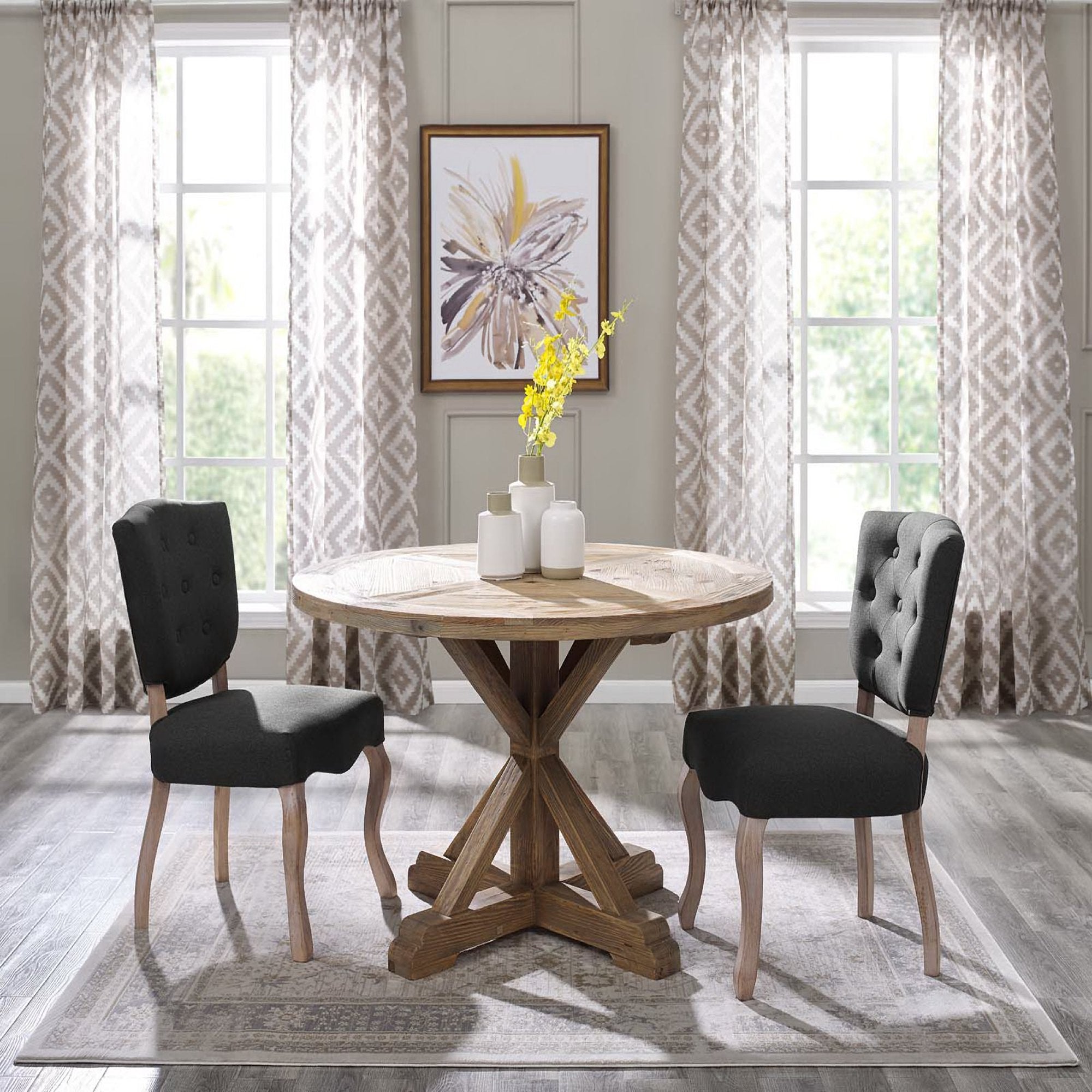 Modway Stitch 47" Round Pine Wood Dining Table