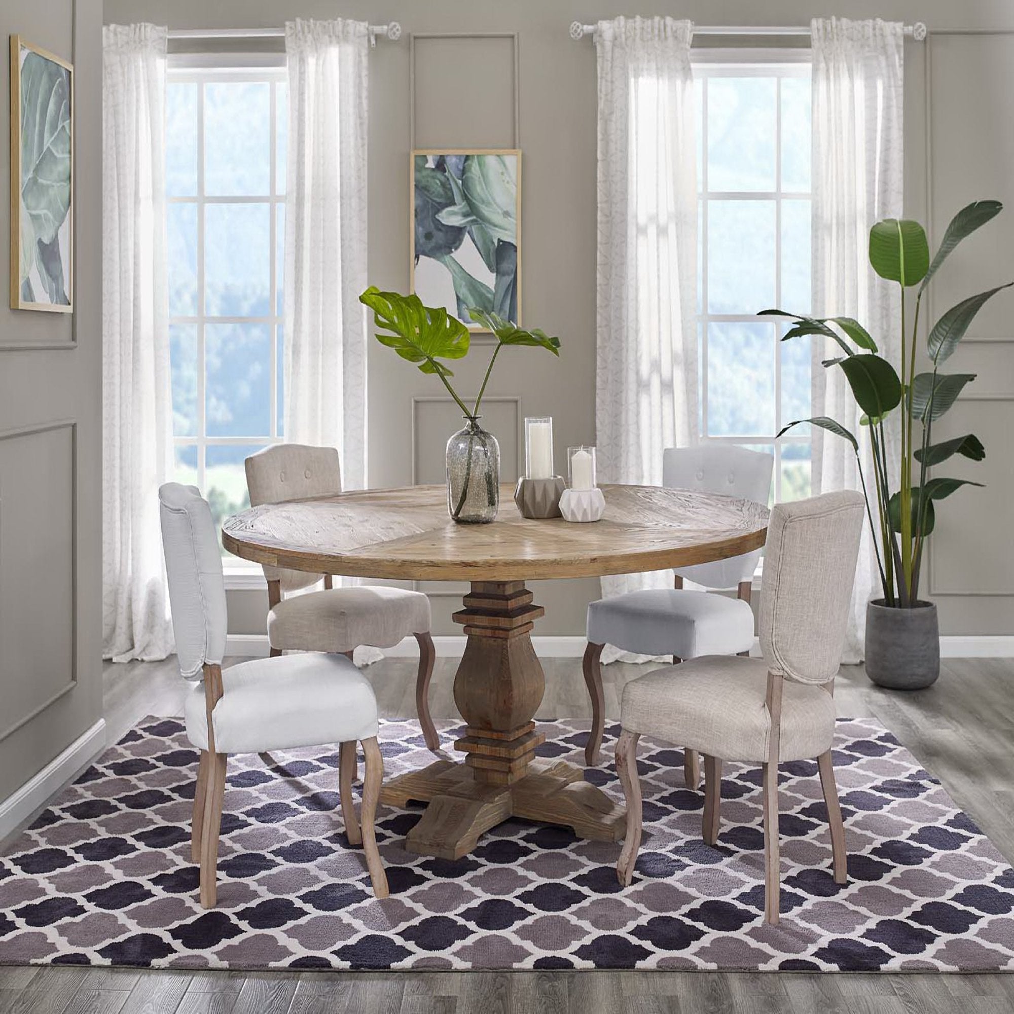 Modway Column 71" Round Pine Wood Dining Table