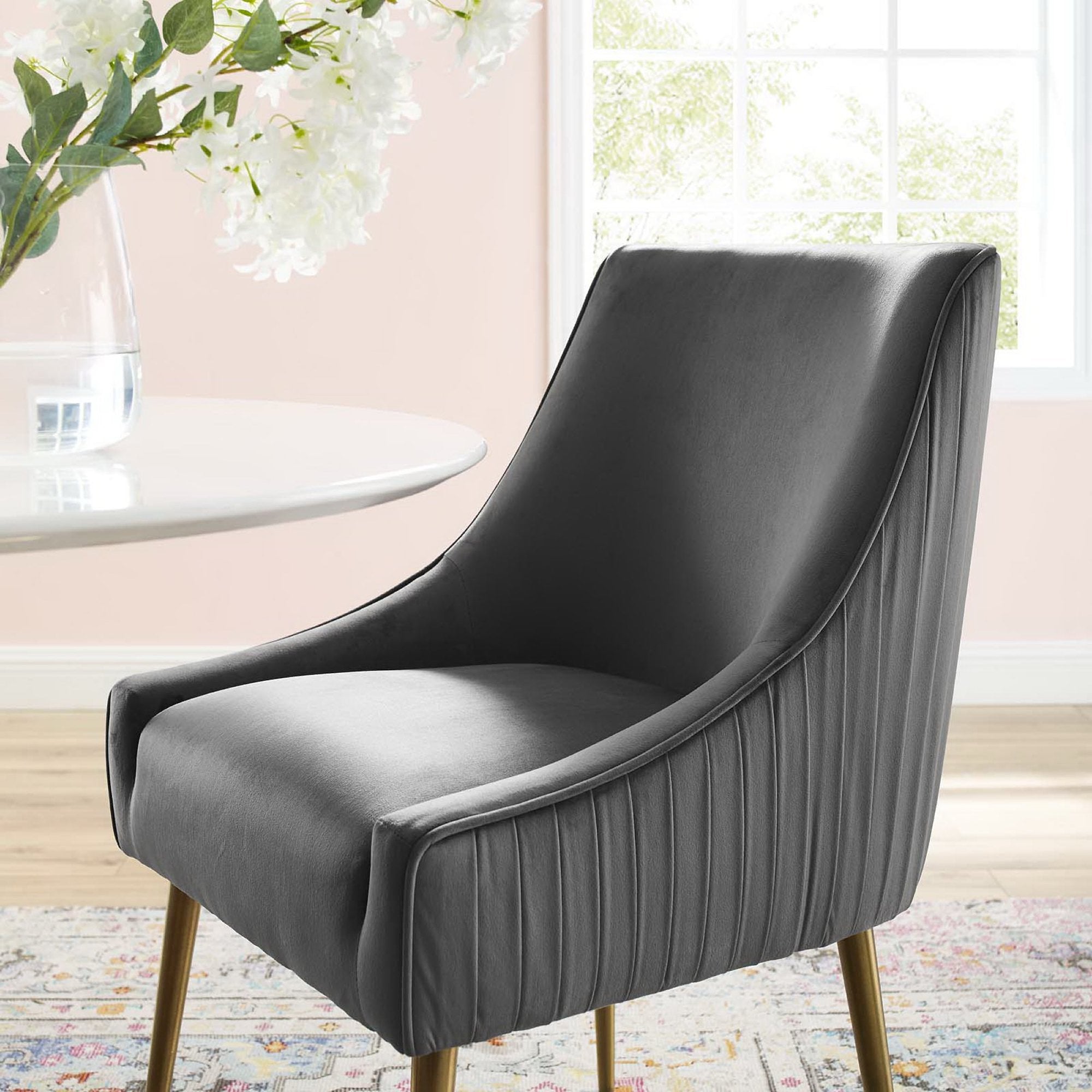 Modway Discern Pleated Back Upholstered Performance Velvet Dining Chair