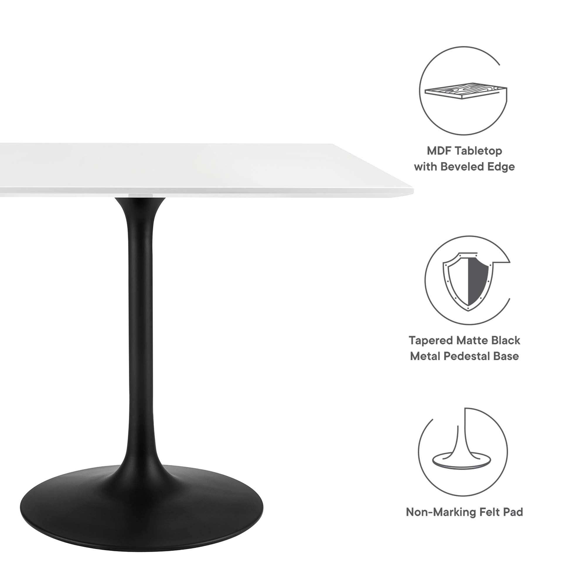 Modway Lippa 36" Square Wood Dining Table