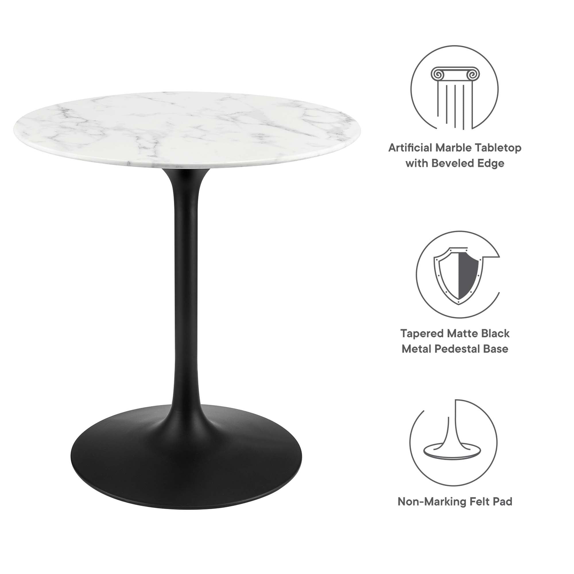 Modway Lippa 28" Round Faux Marble Dining Table