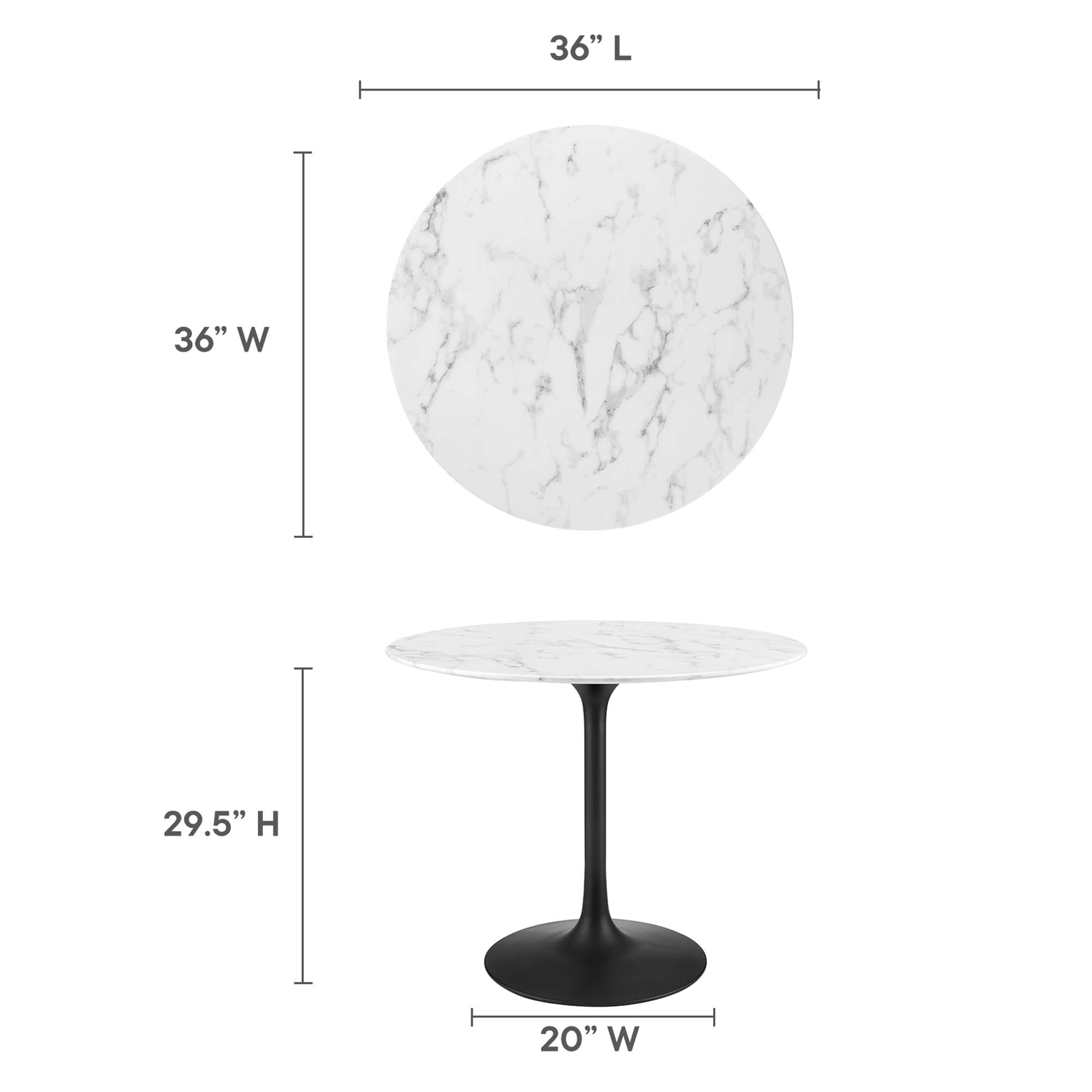 Modway Lippa 36" Round Faux Marble Dining Table