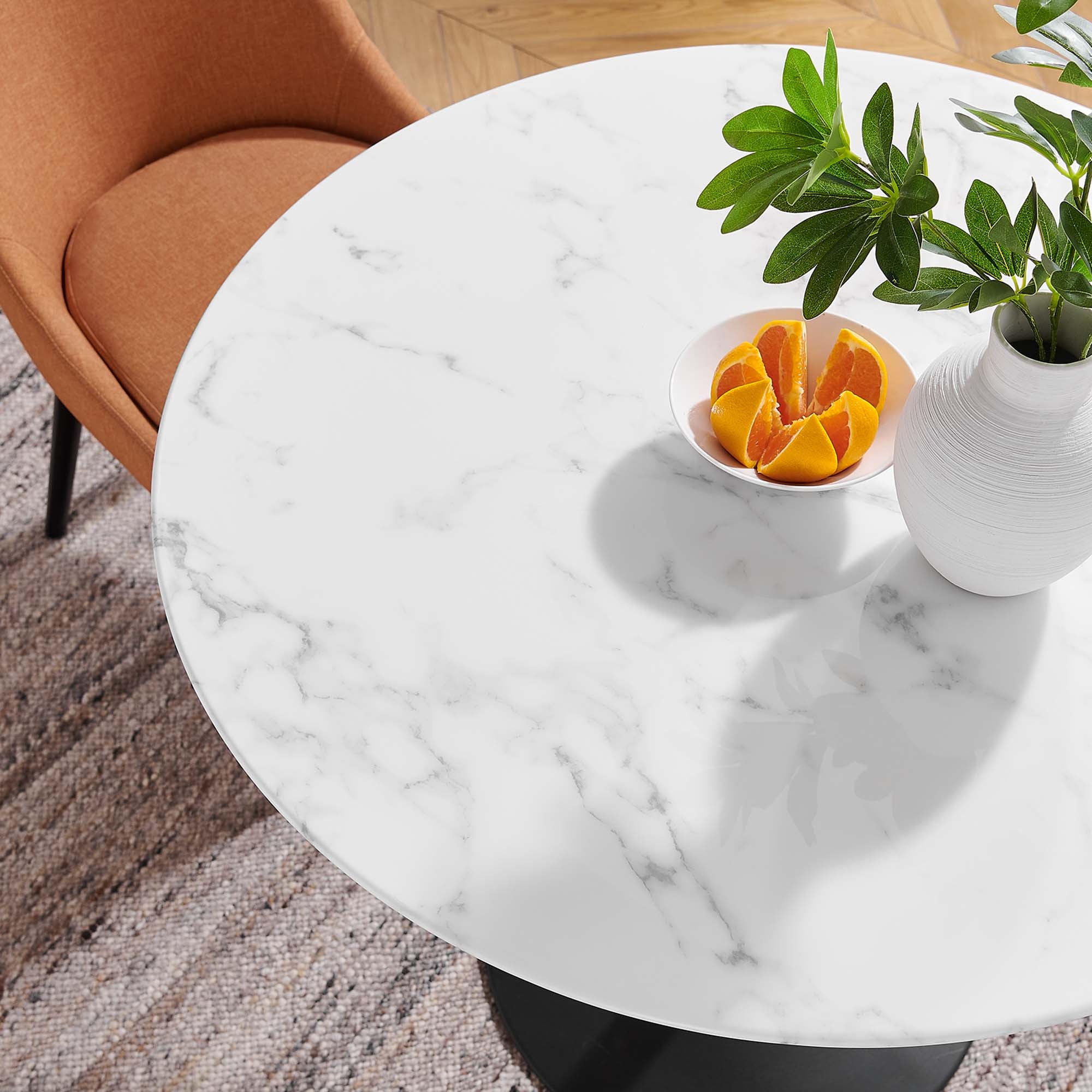 Modway Lippa 36" Round Faux Marble Dining Table