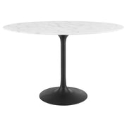 Modway Lippa 48" Oval Faux Marble Dining Table